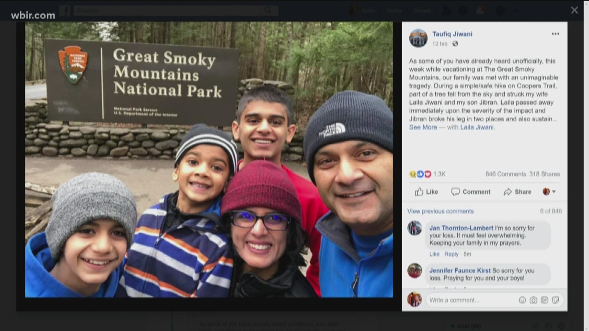 High winds knocked over a tree at GSMNP, which killed a woman while she was hiking with her family.