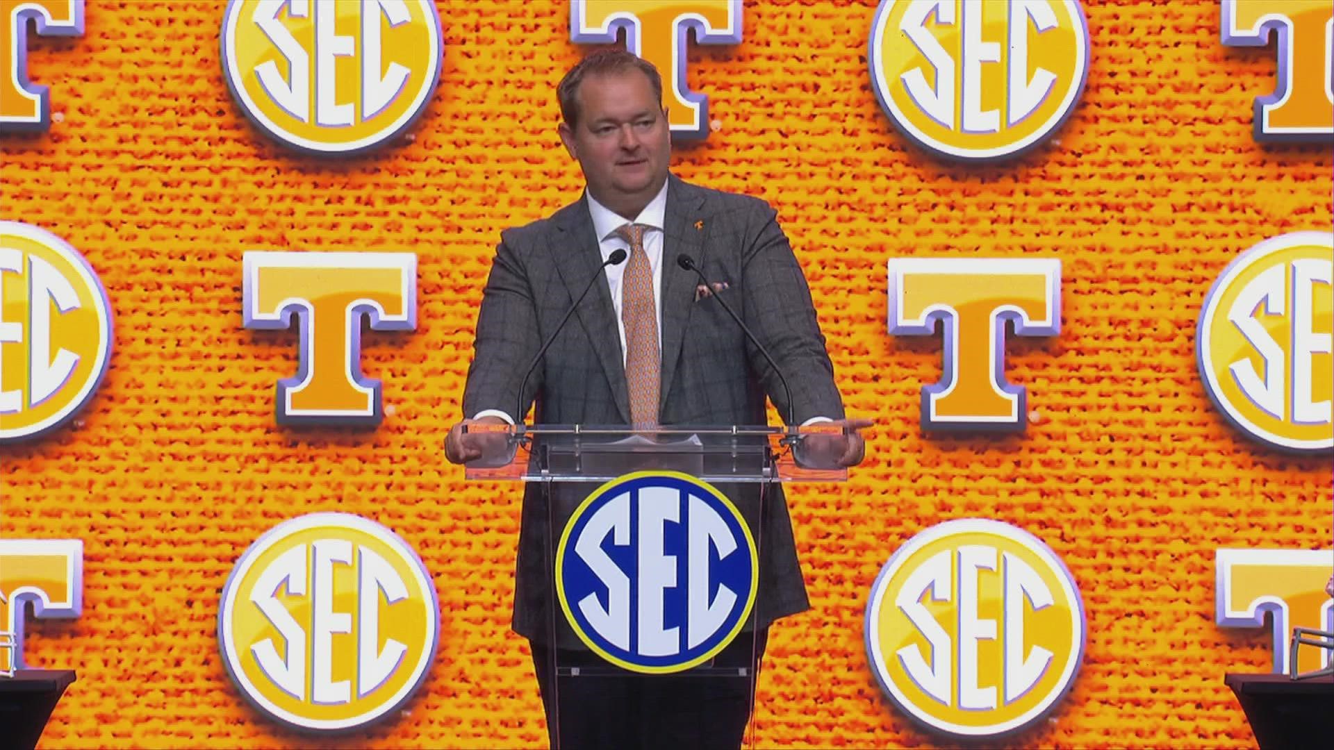 Tennessee head coach, Josh Heupel, made his rounds at SEC as reporters asked the second-year head coach to assess team progress from year one to year two.
