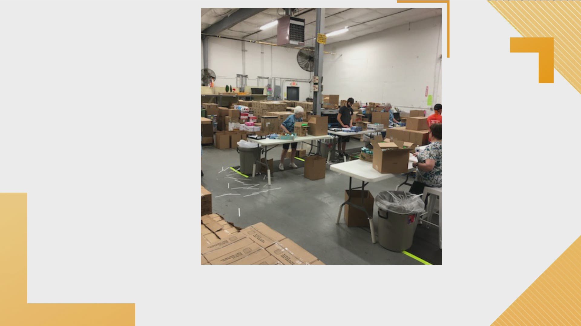 Volunteers started packing hygiene bags as part of its back to school program.