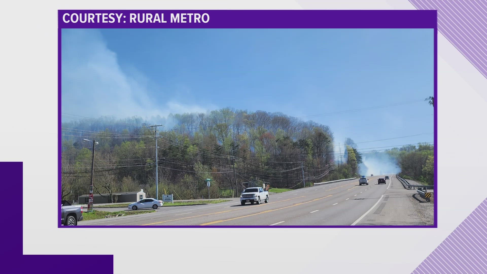 Rural Metro is saying they are battling multiple brush fires with high winds blowing trees downs onto power lines and sparking fires.