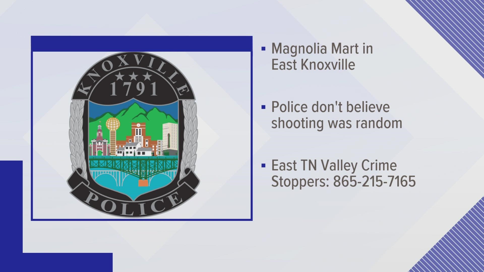 Investigators said the victim was filling up Thursday night at the Magnolia Mart in east Knoxville when he was shot in the leg.