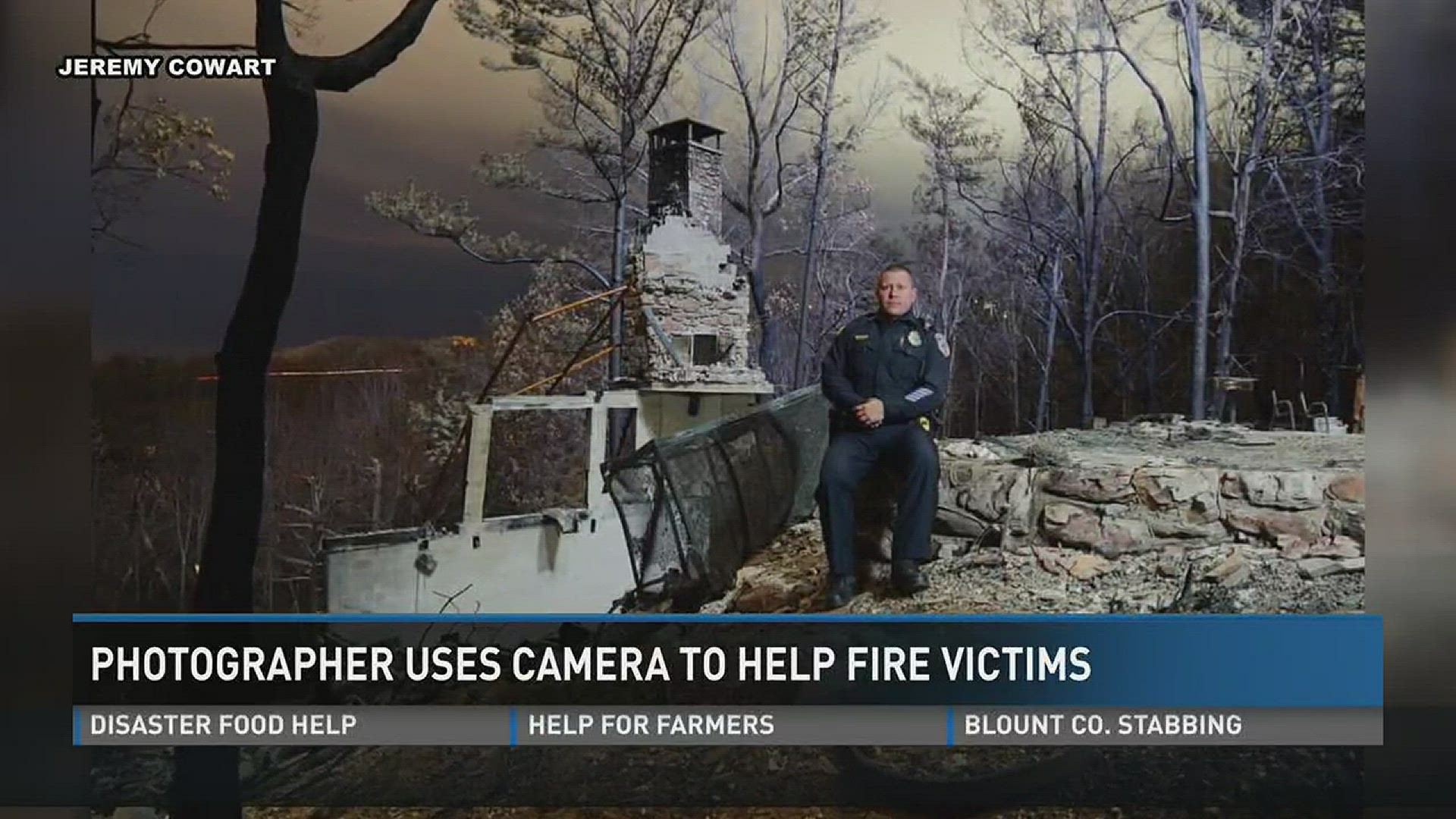 Photographer Jeremy Cowart is depicting Sevier County wildfire victims back at the sites of their former homes and businesses in a powerful presentation.
