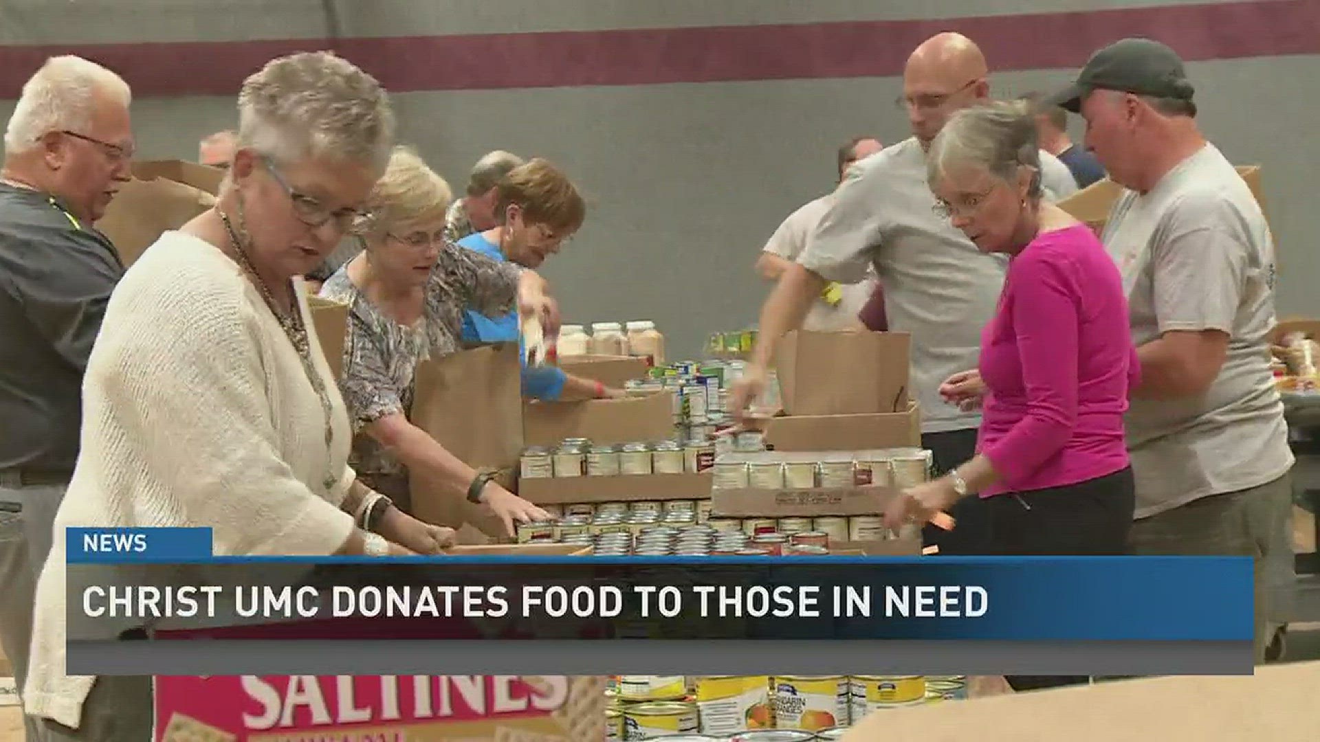 Sept. 29, 2016: Members of Christ United Methodist Church packed thousands of pounds of food Thursday to help children and people in need of a meal.