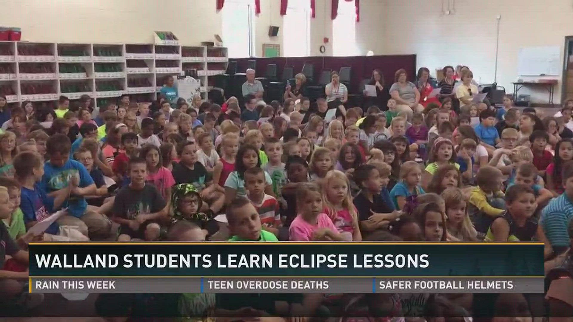 Walland Elementary students sang loud and proud about the total solar eclipse when Meteorologists Todd Howell and Cassie Nall paid them a visit Wednesday.