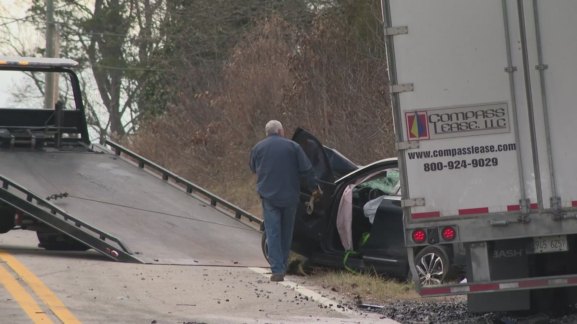 THP said that a tractor-trailer was traveling south on Hwy 93 when it failed to maintain its lane and hit a vehicle head-on.