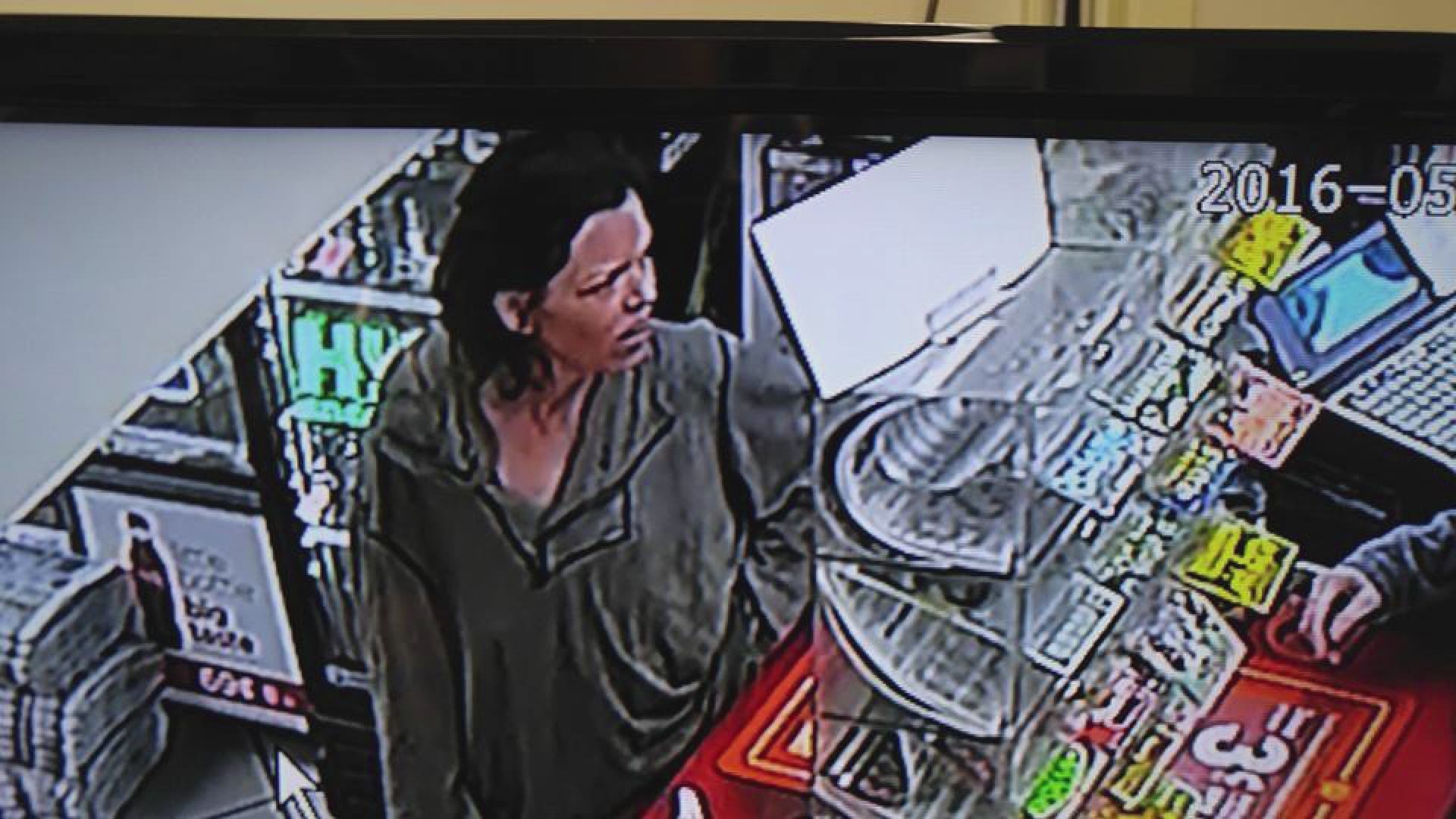 Cameras captured a woman stealing a Relay for Life donations jar off the counter at the Fun Food Gas Station on East Tri County Boulevard in Oliver Springs on May 1