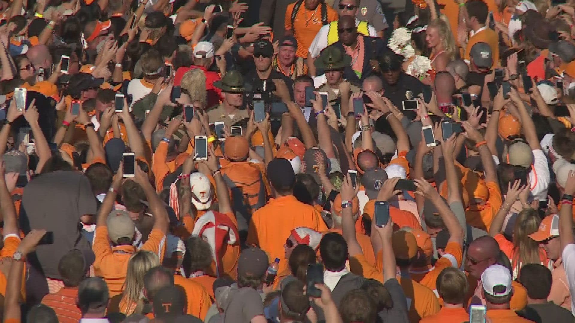 Thousands of Tennessee fans lined the path of the Vol Walk at Bristol Motor Speedway.