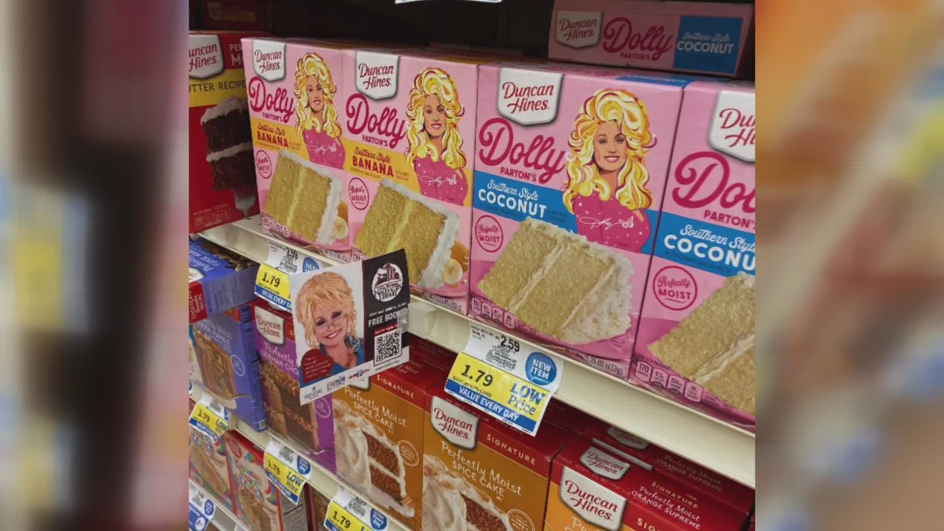 The signs are in the diapers and baby food aisles and of course near Dolly's cake mix.