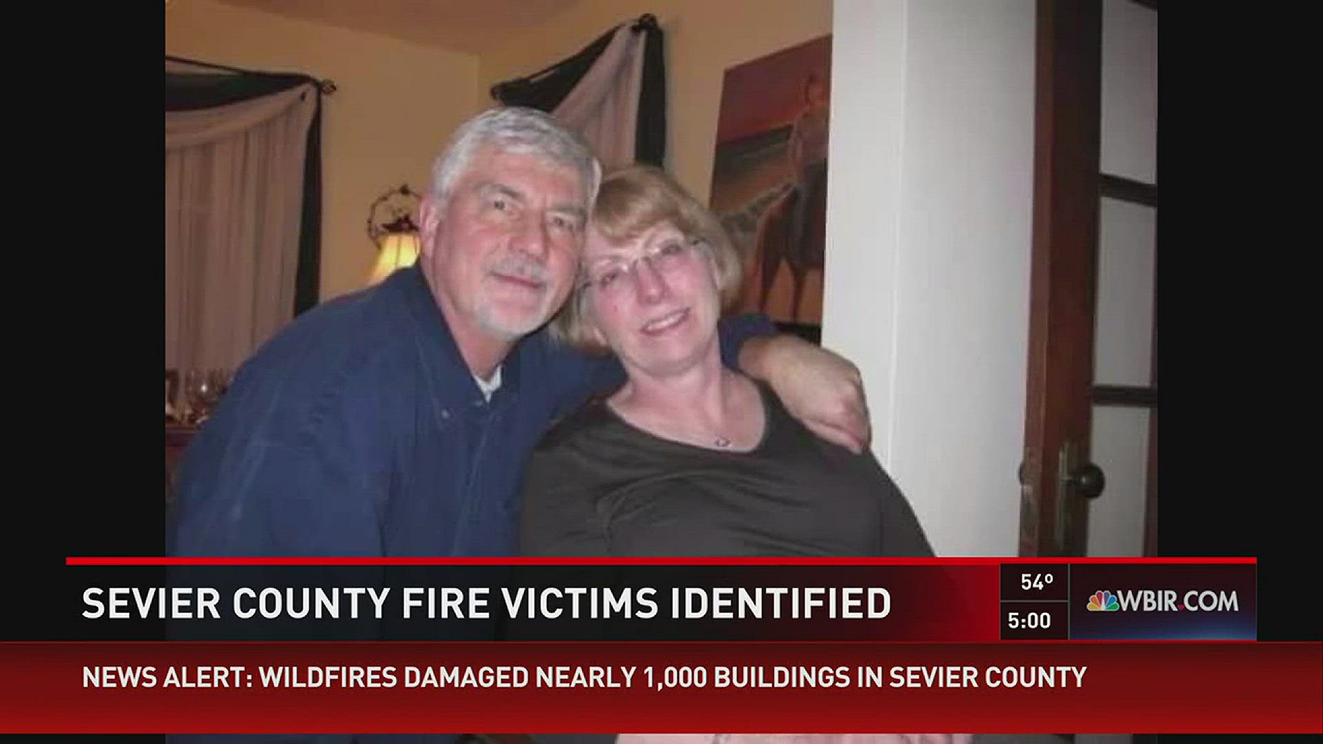 John and Marilyn Tegler were at their vacation home in the Smoky Mountains and did not escape the fire.