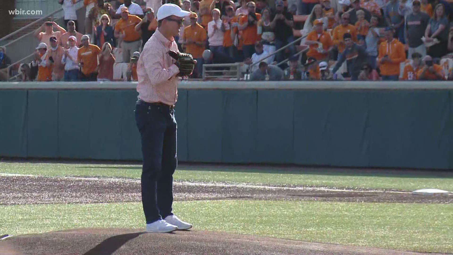 A crowd of nearly 4,300 filled the stadium to see the Sheriff put some heat behind the ceremonial first pitch before the Vols took on No. 1 Arkansas.