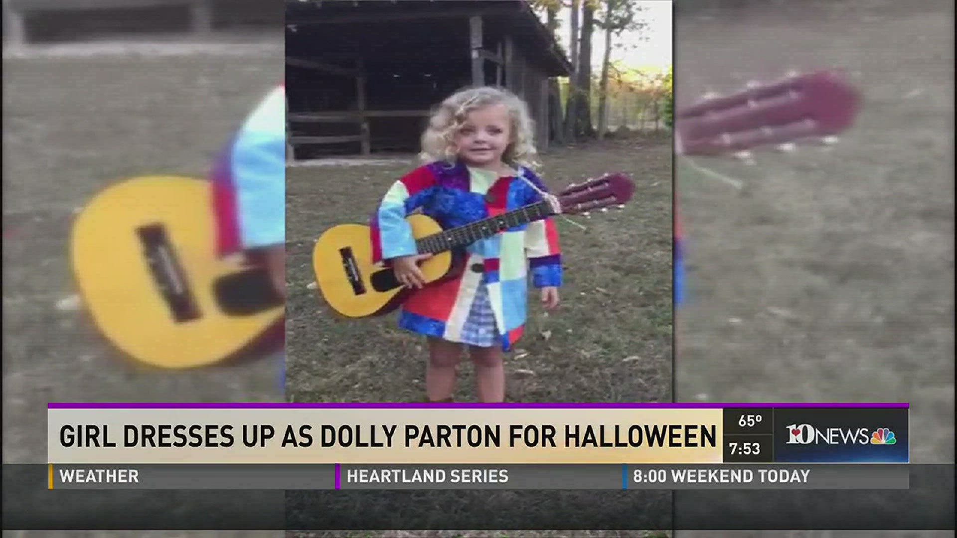 4-year-old Peyton Graham dresses up as Dolly Parton in a coat of many colors for halloween. October 16, 2016.
