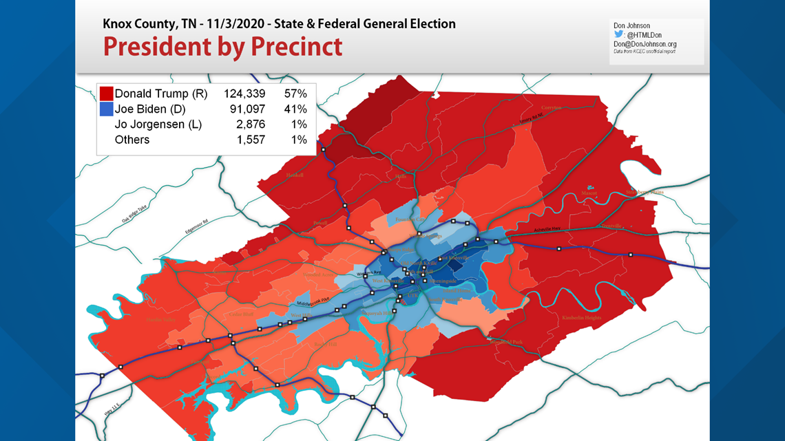 Urban vs. rural divide separates red from blue in Knox County—and the