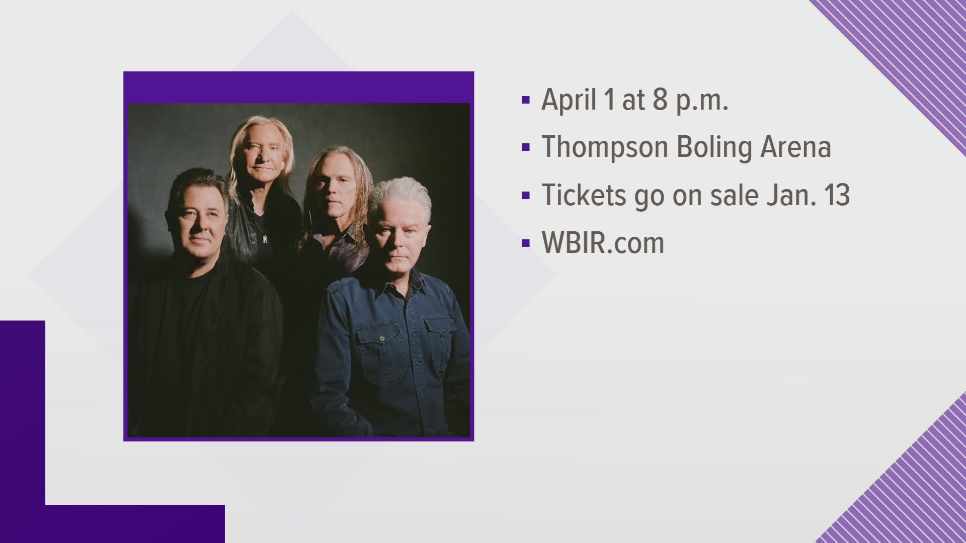 The Eagles will be in town on April 1, the show will start at 8 p.m. Tickets go on sale starting next Friday at 10 a.m.