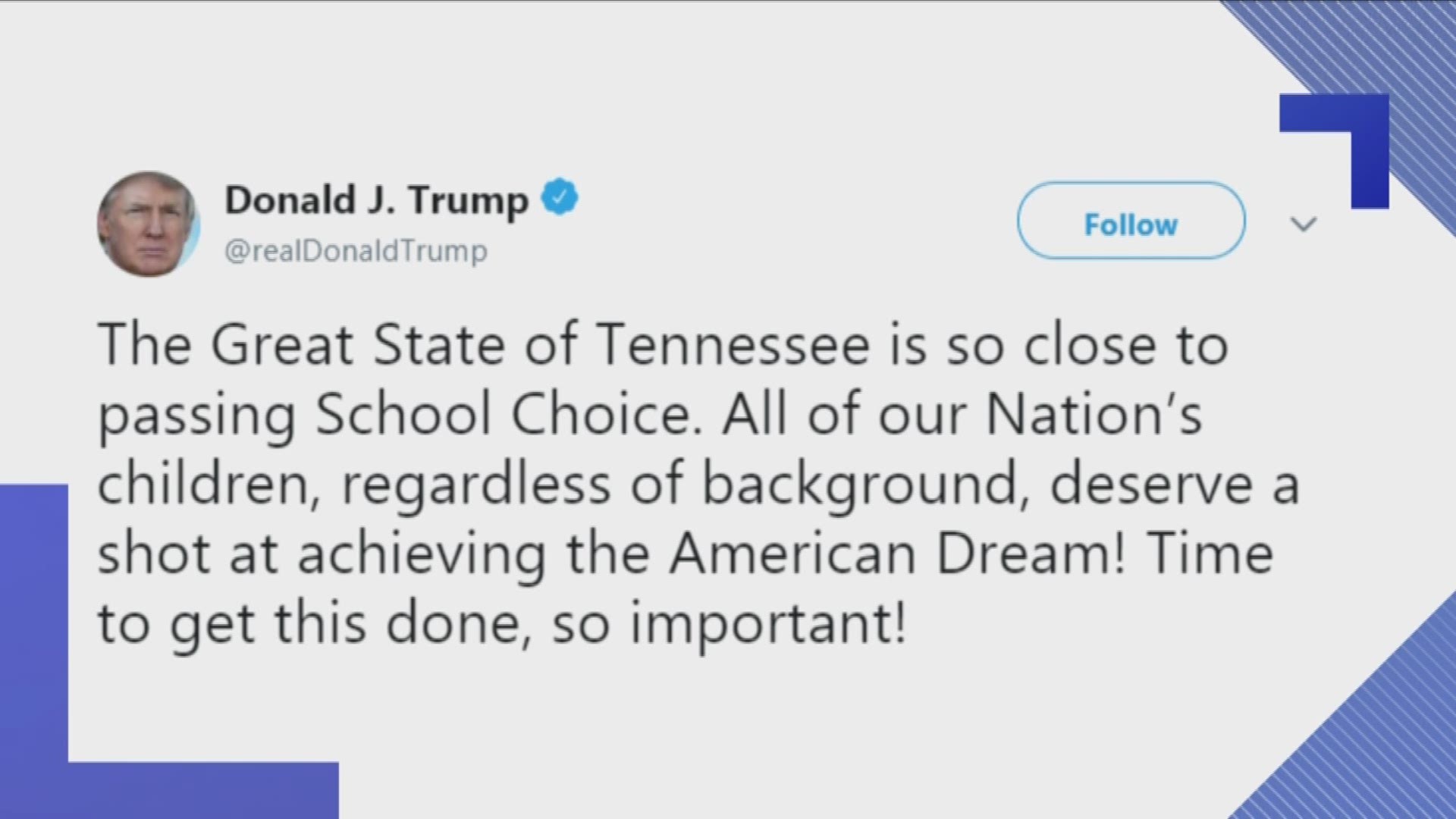 President trump is endorsing Tennessee's controversial school voucher plan.