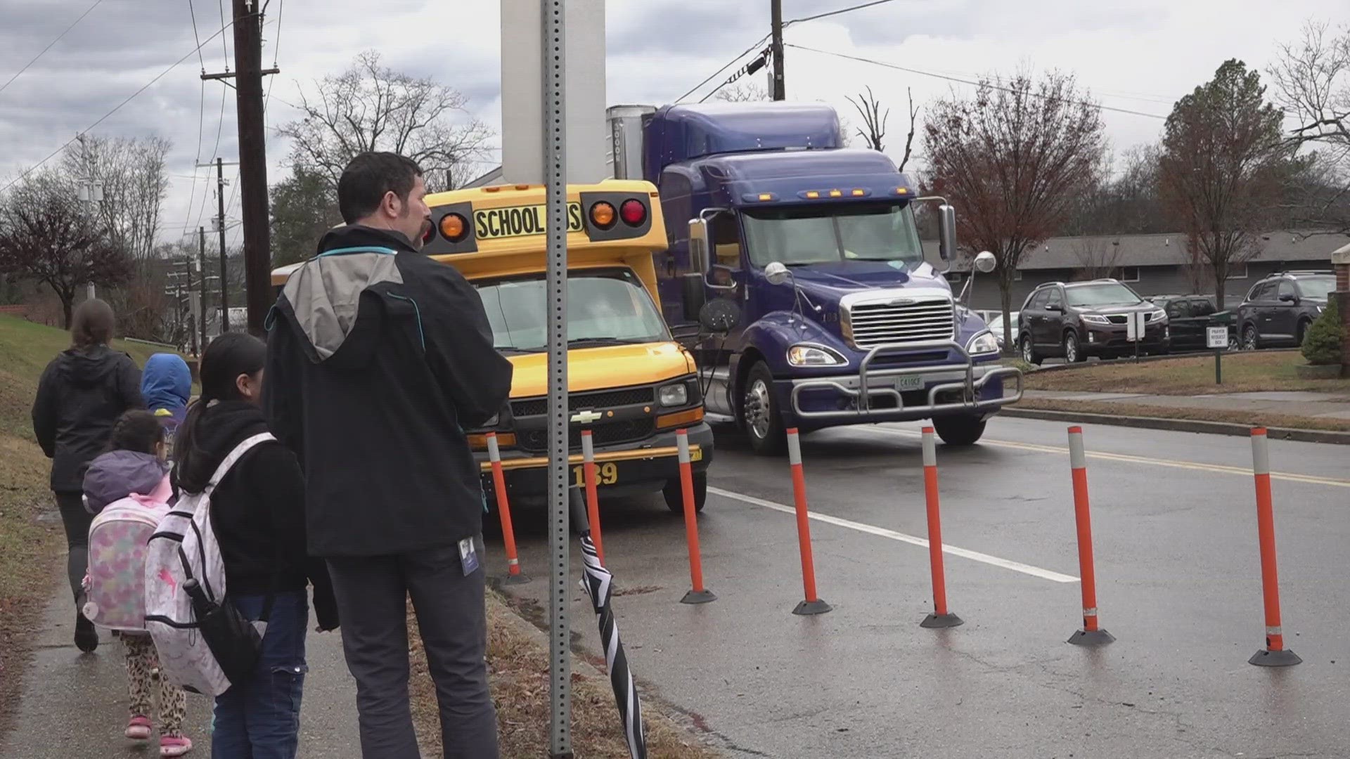 The closure and delay came as a storm moved through East Tennessee, bringing heavy rains and strong winds.