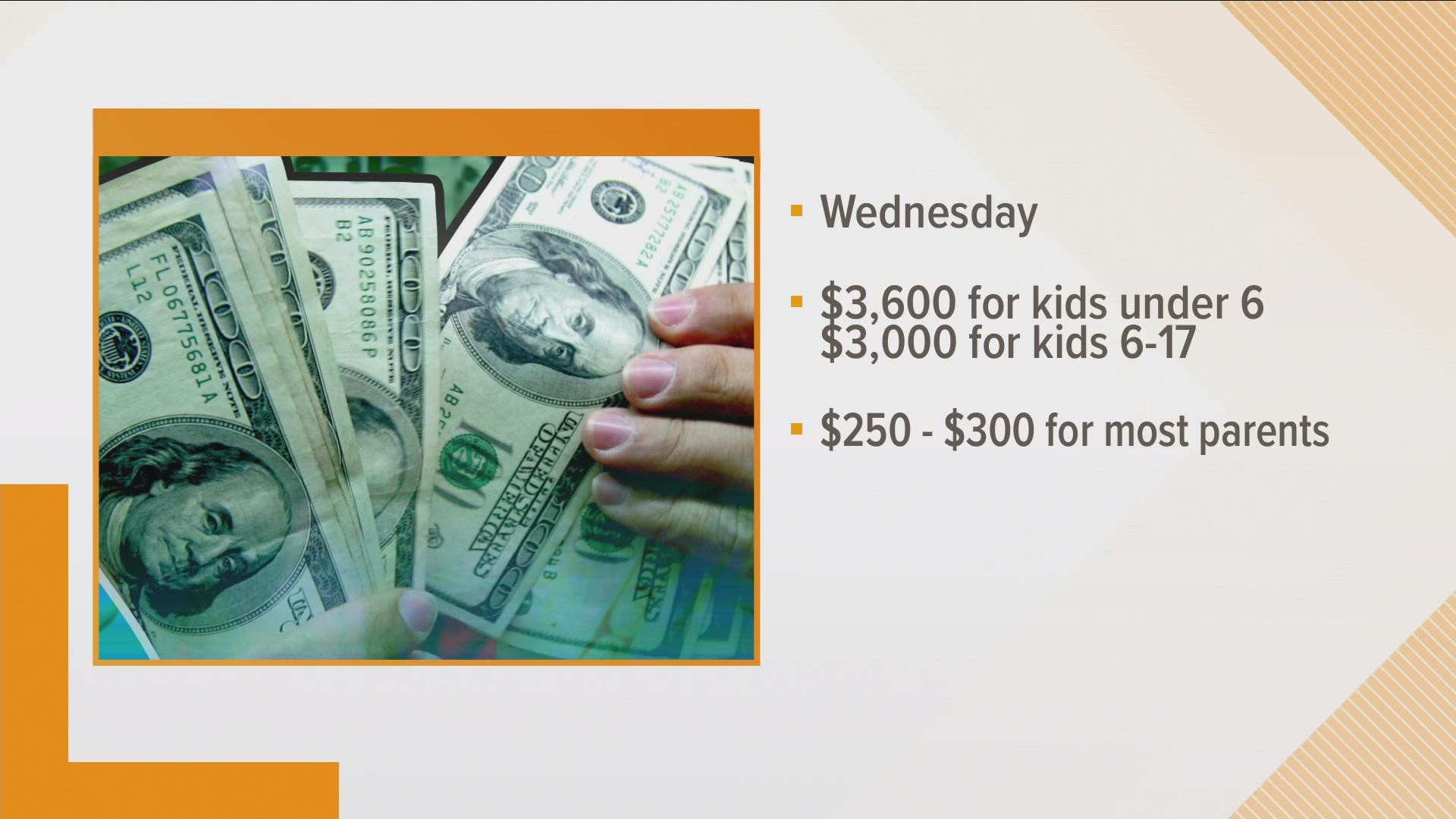 Most parents getting that monthly payment should get 250 to 300 dollars per child.