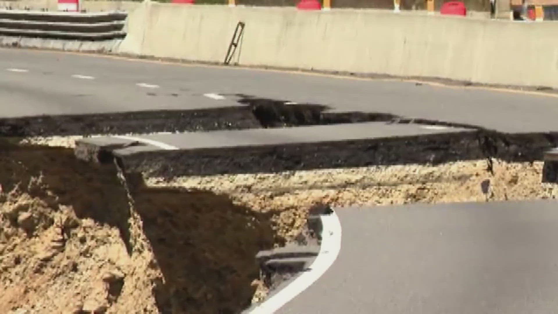 Helene washed away parts of the eastbound lanes into the Pigeon River Gorge and crews are working to stabilize the westbound lanes to open them to traffic.