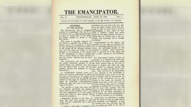 'The Emancipator' the first newspaper in the United States focused on ending slavery, relaunched in Boston, Massachusetts