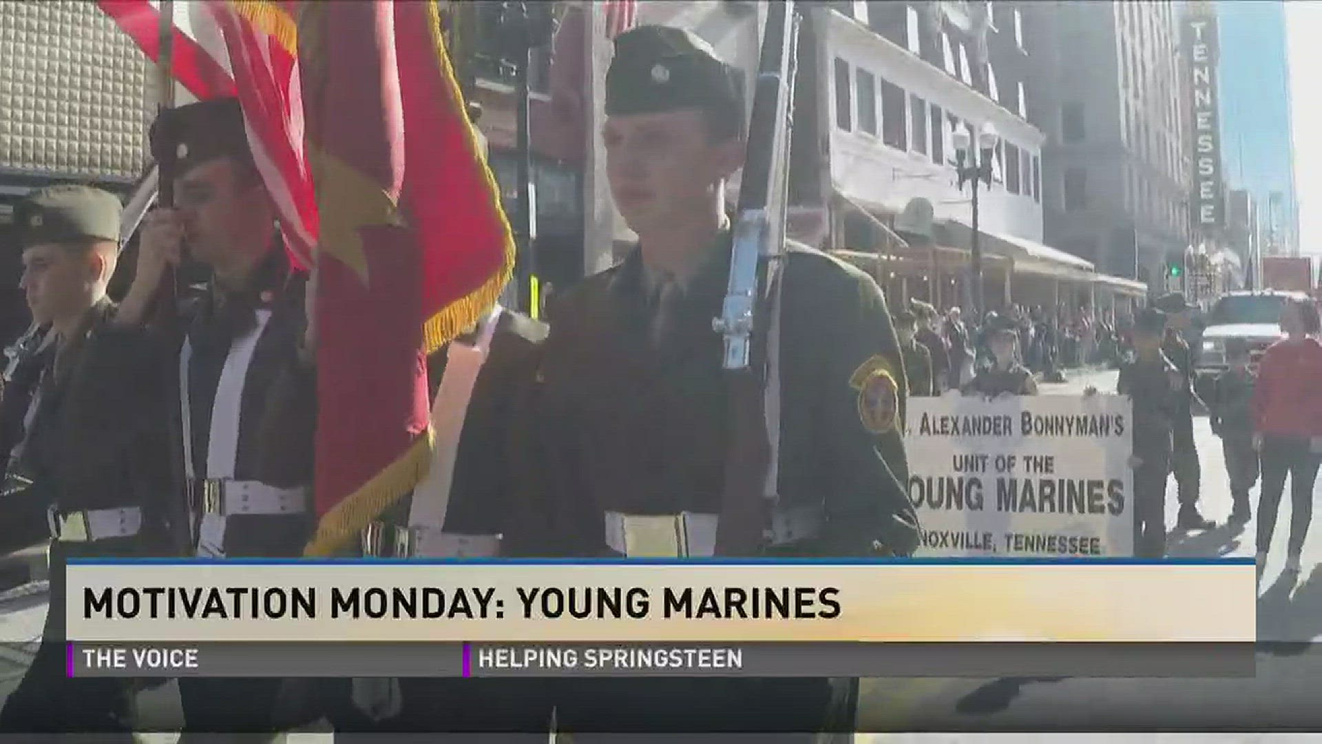 Young Marines in the National Leadership program marched in Knoxville's 91st Veterans Day Parade.