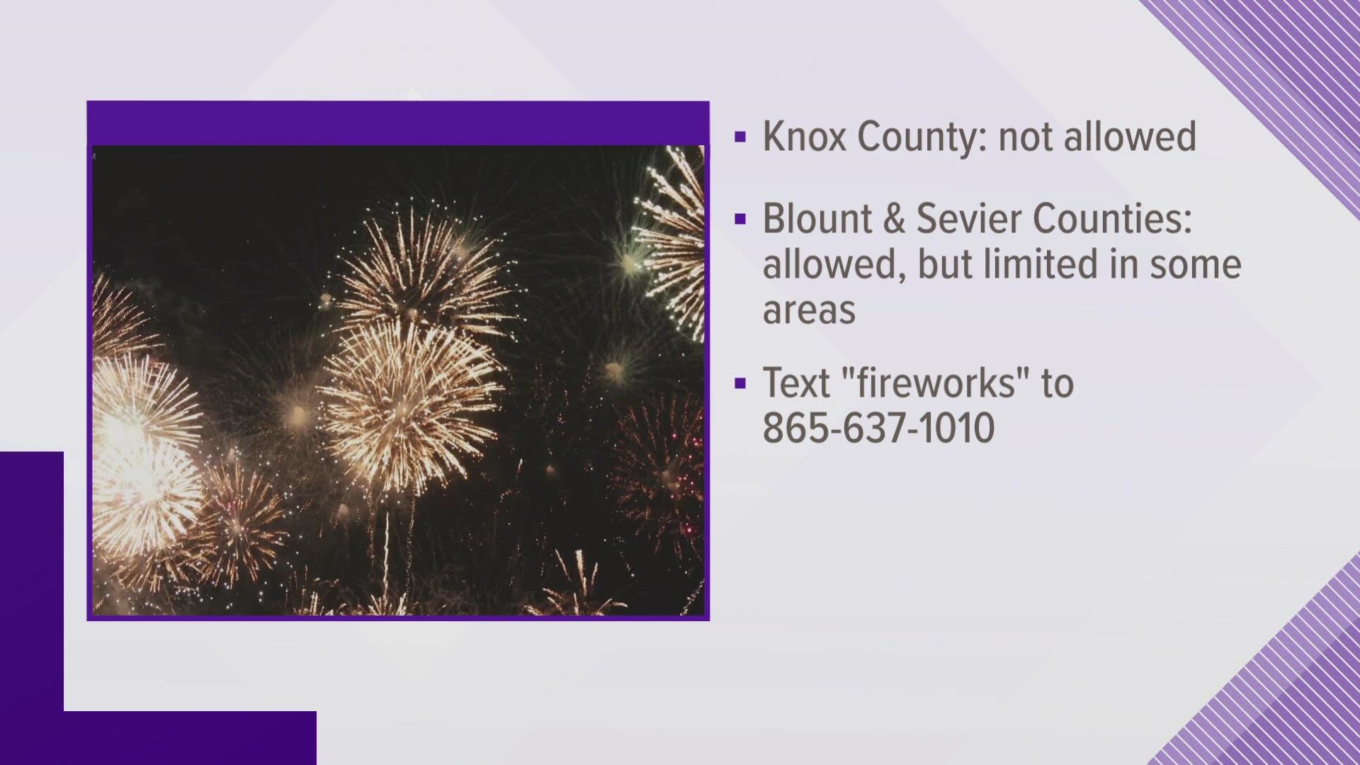 Some counties and cities in East Tennessee ban shooting off fireworks. For some others, it's only legal at certain times.