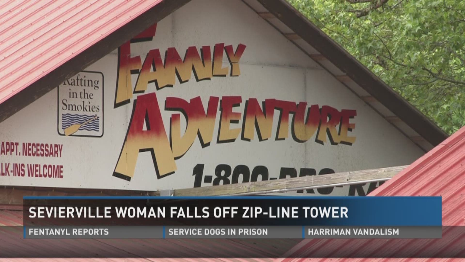 A Sevierville woman fell off a zip-line tower after the business was already closed.