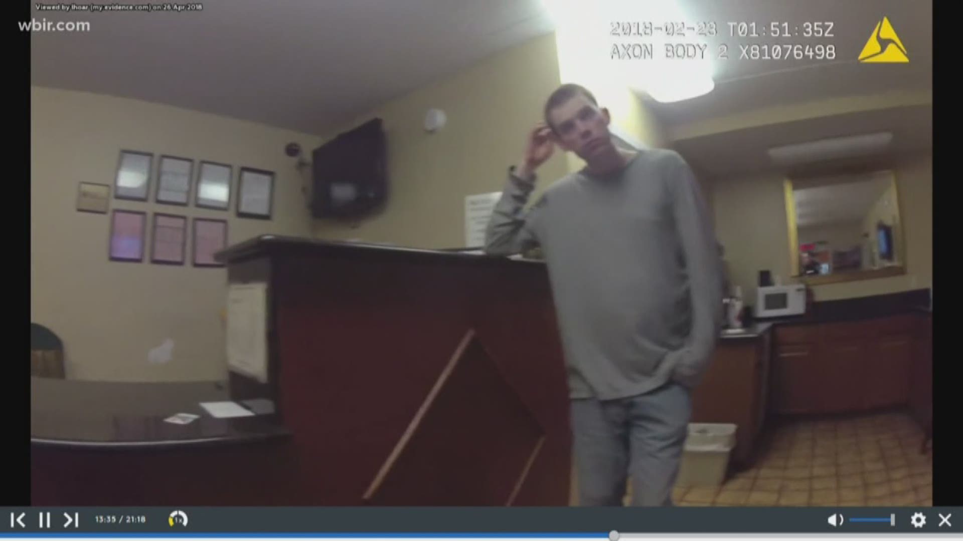 April 26, 2018: Alcoa Police body camera video shows the man accused of killing four people at a Middle Tennessee Waffle House describing an argument he got into with a woman an Alcoa motel in February 2018.