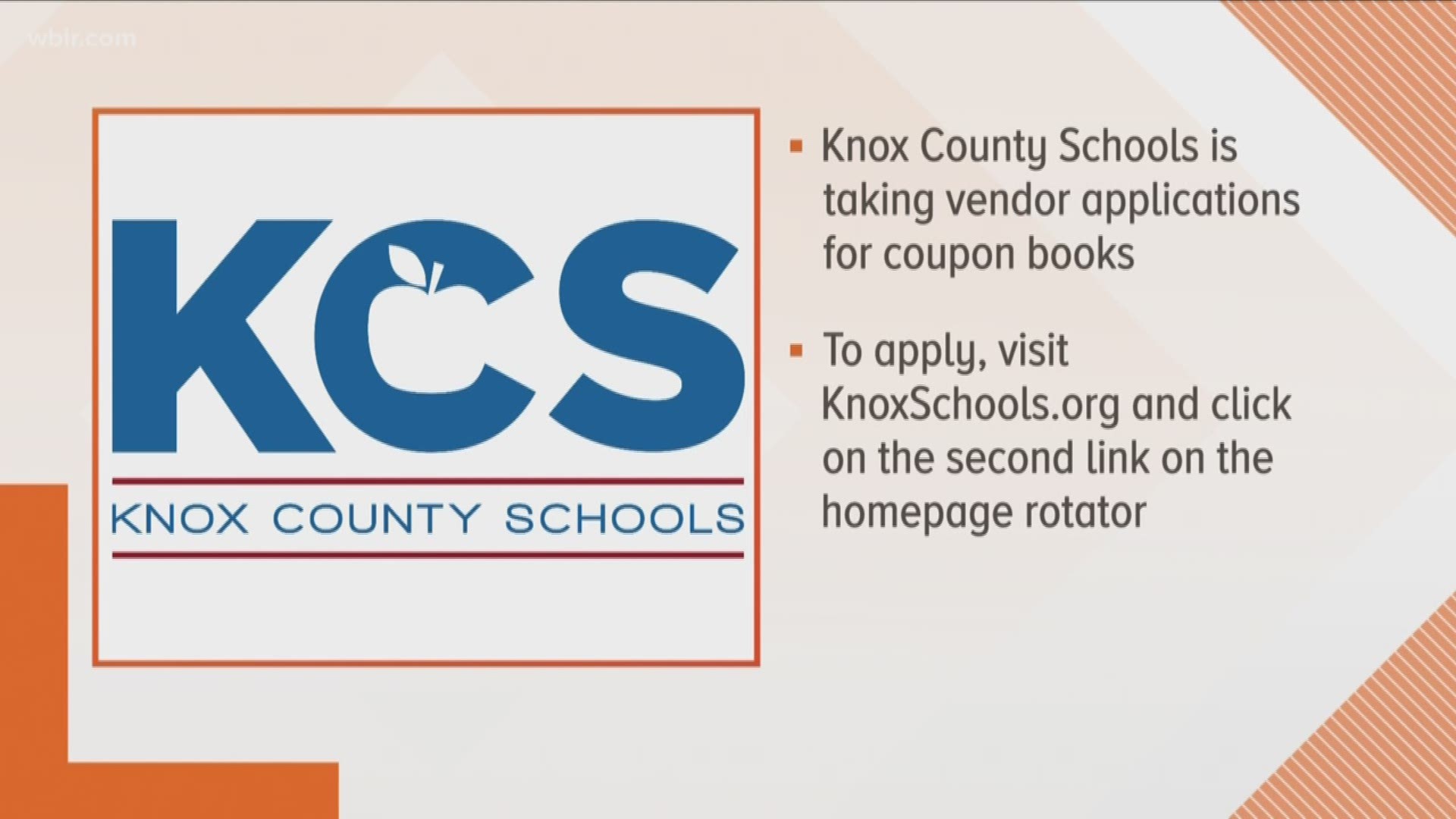 The deadline for vendors to apply to get in the coupon book for Knox County Schools is coming soon. KCS will accept applications through June 15.