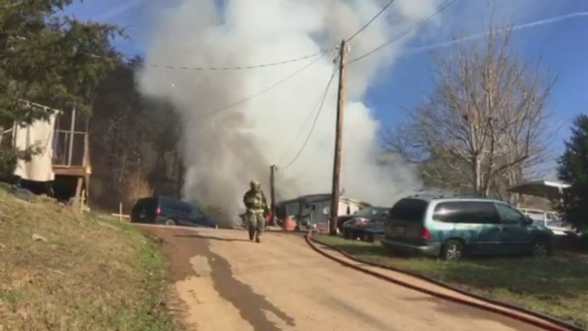 A fire burned down a mobile home in the Mascot area of Knox County, displacing a family.