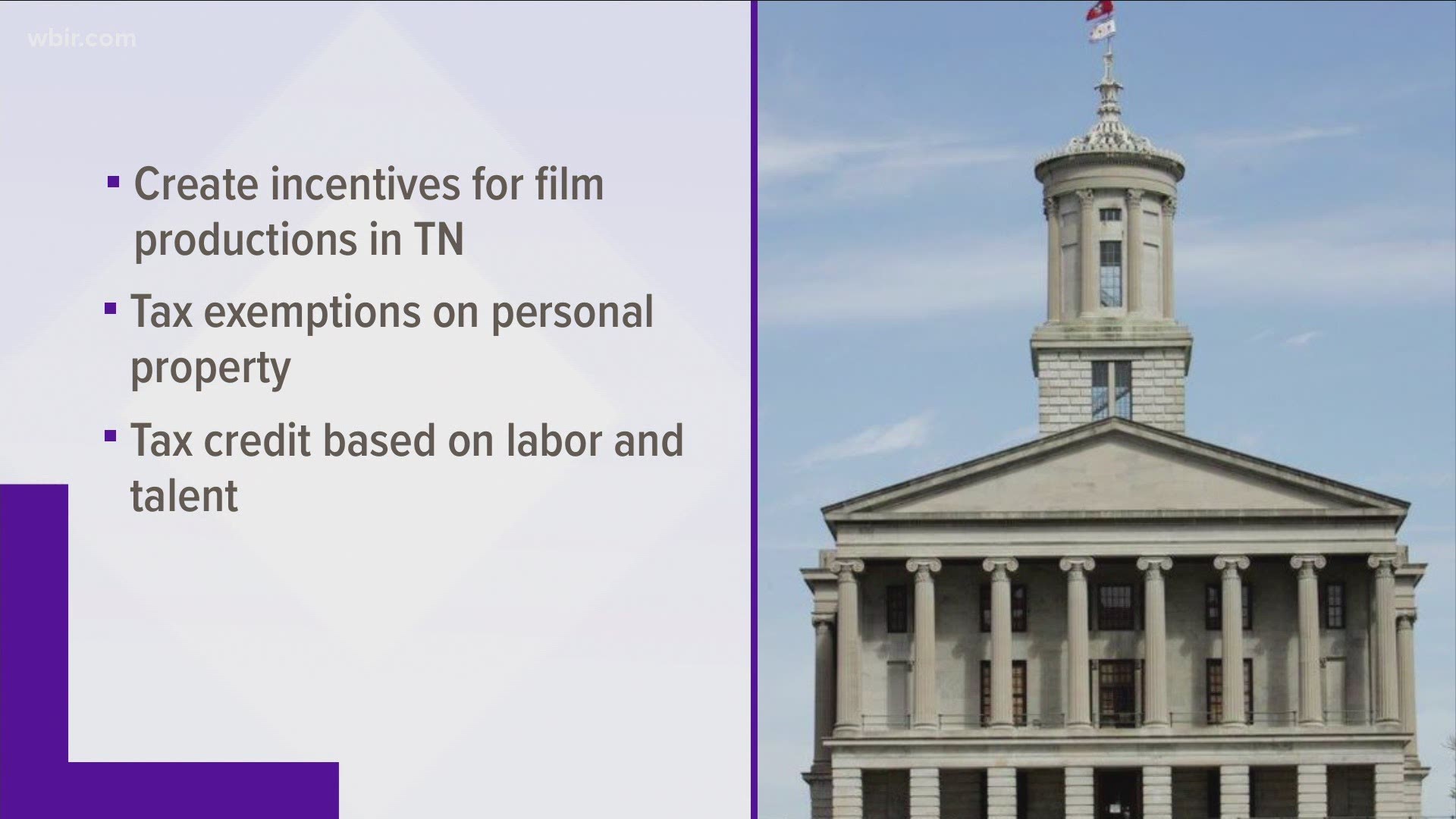 A bill offering tax breaks to film and animation companies in Tennessee is now headed to Governor Bill Lee's desk.