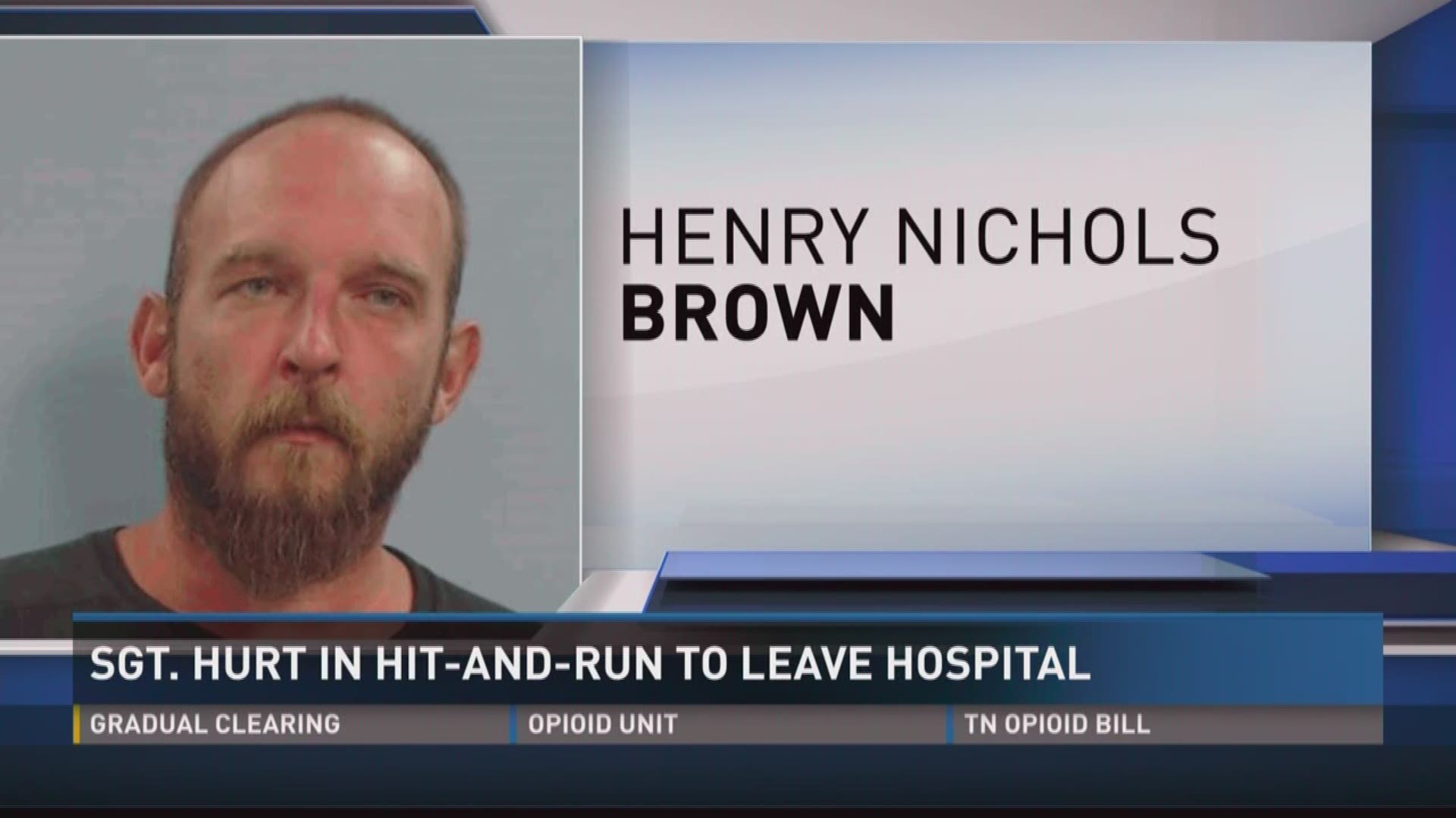 The officer severely injured his leg after a hit-and-run suspect hit him with his car trailer.