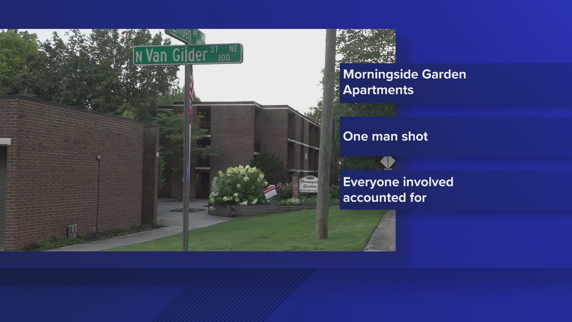 The shooting happened at Morningside Gardens Apartments. One man was shot and taken to the hospital.