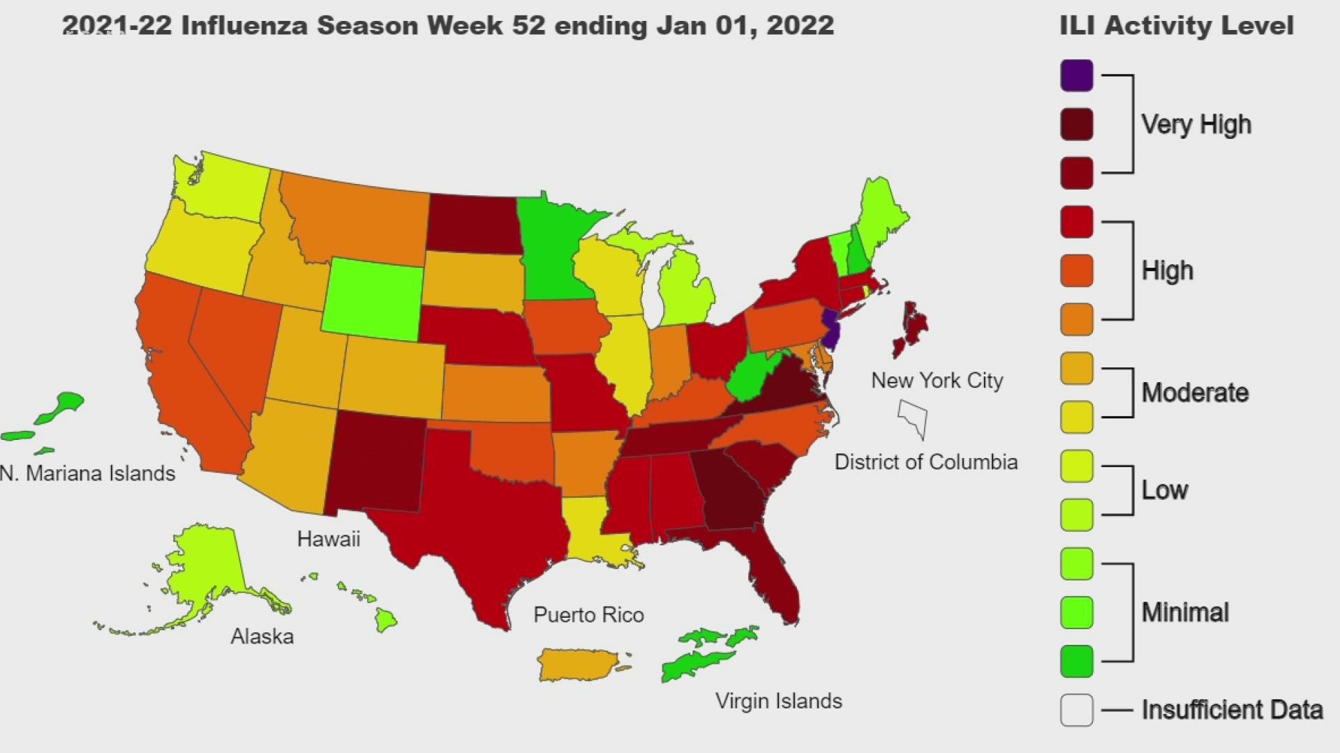 According to Walgreen's flu map, Tennessee is ranked as the number 5 state for flu activity.