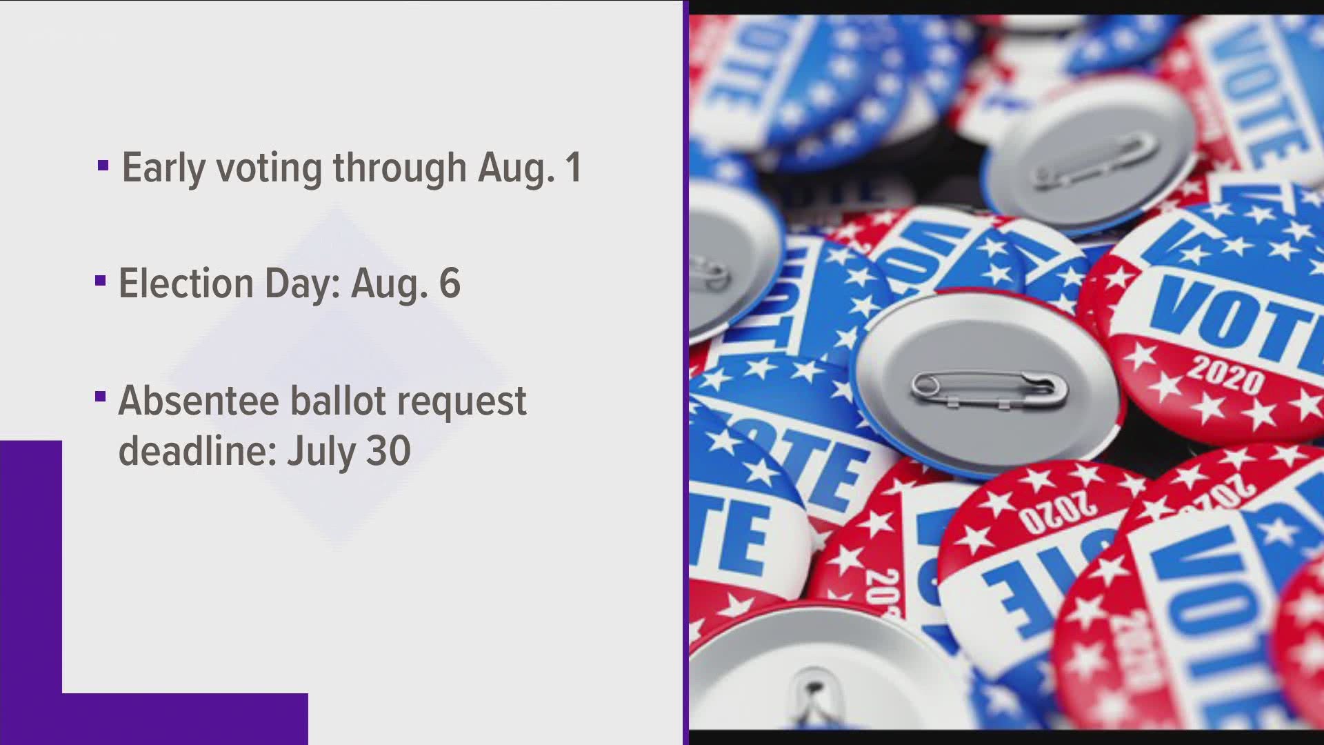 Early voting started Friday. There are multiple places to case your ballot ahead of the actual Aug. 6 election. Remember to wear a mask!