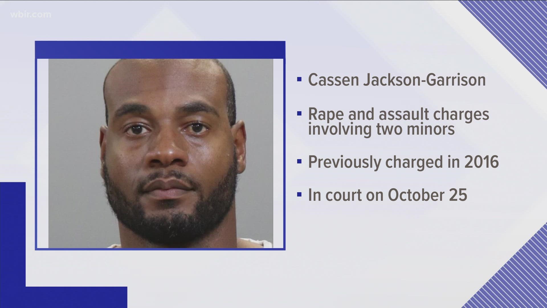 According to records, Cassen Jackson-Garrison will appear in court on Oct. 25 for several charges related to sex crimes.