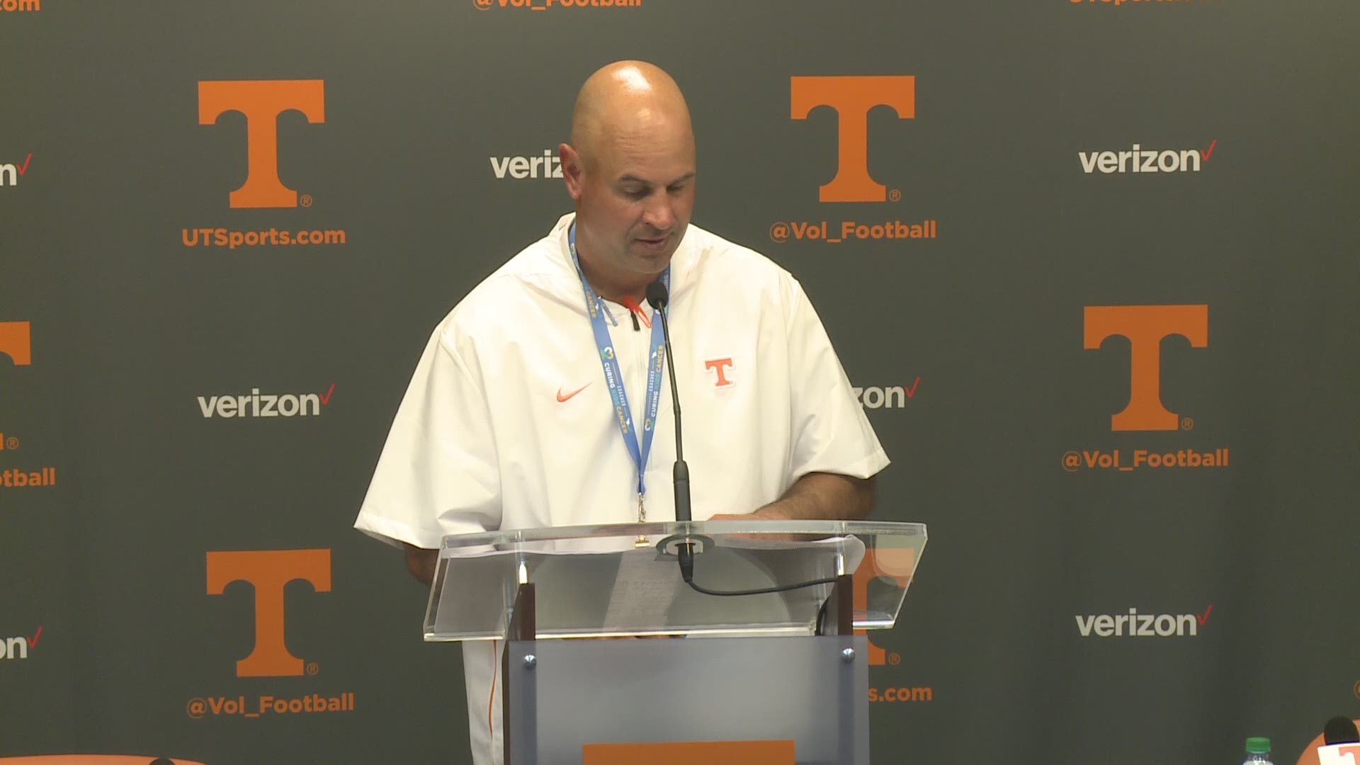 Head Coach Jeremy Pruitt speaks to the media after Tennessee's 59-3 win against ETSU.