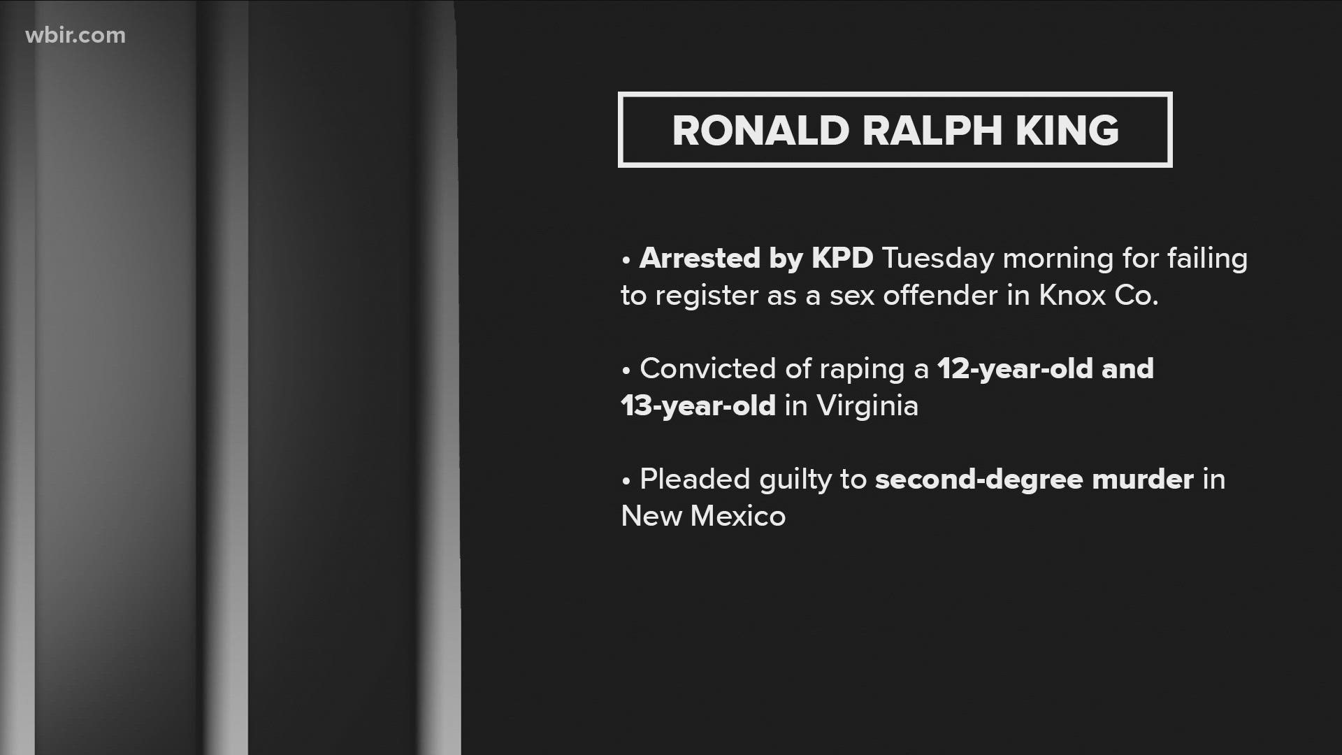 Knoxville Police said they arrested Ronald 'Ronnie' Ralph King, 51,  on Monday morning.