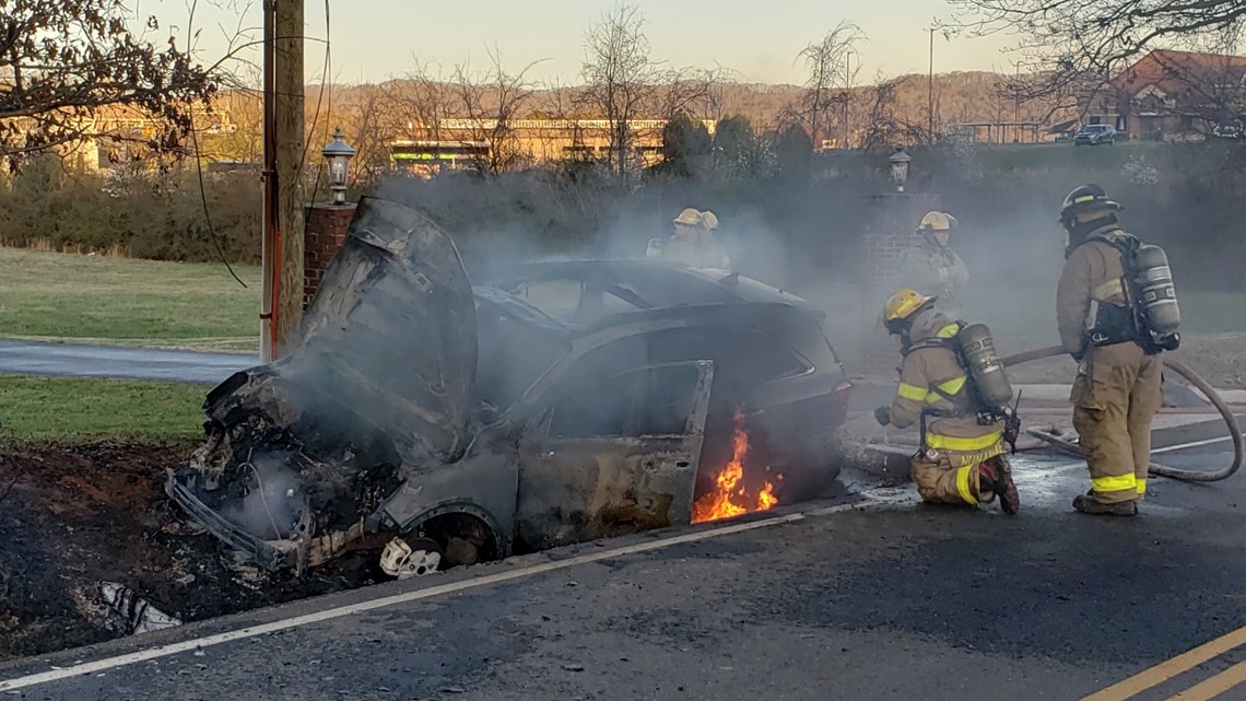 One person with nonlifethreatening injuries after car fire Saturday