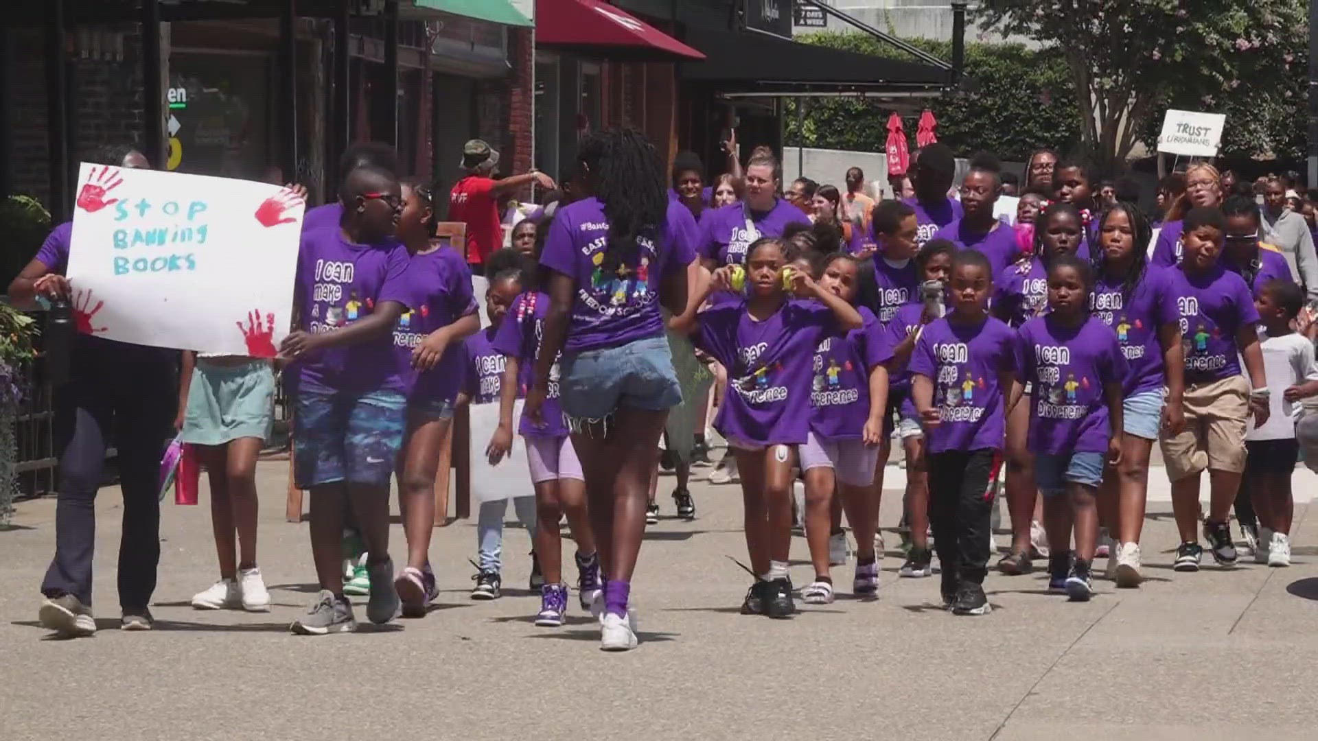 East Tennessee Freedom Schools students marched Wednesday in protest of book banning in Knox County schools.