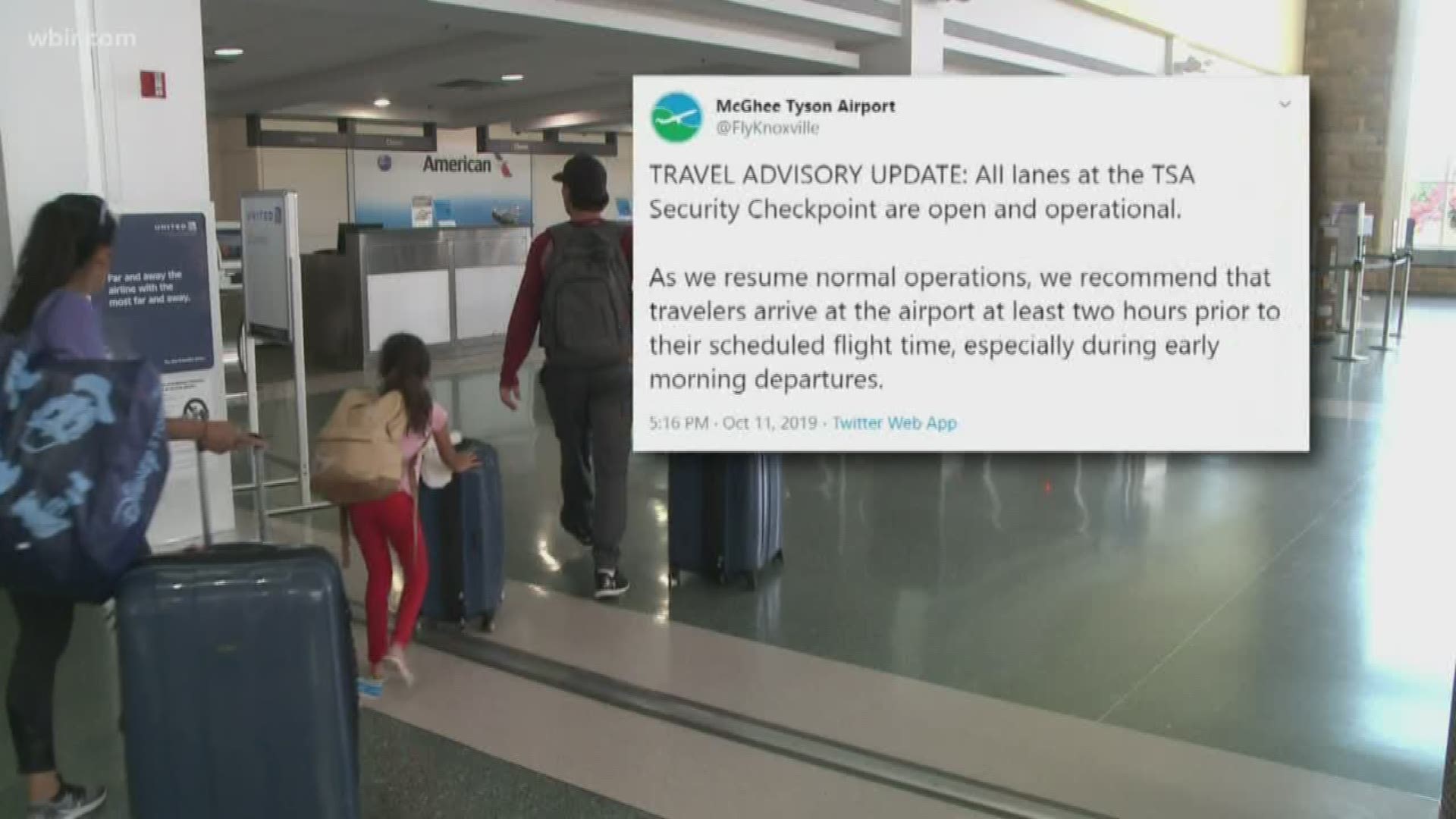 The airport said TSA Security Checkpoints are now open again after a power outage left screening equipment inoperable.