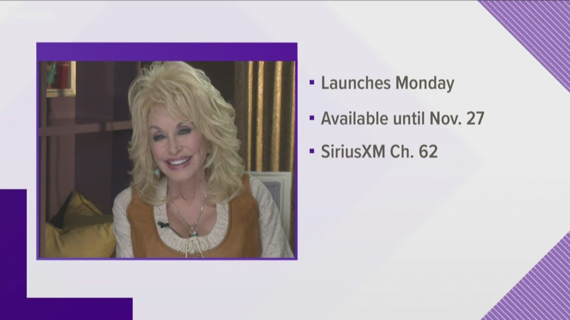 You'll soon be able to listen to Dolly Parton music on a special satellite radio channel called 'Dolly Parton's Heartstrings Radio.'