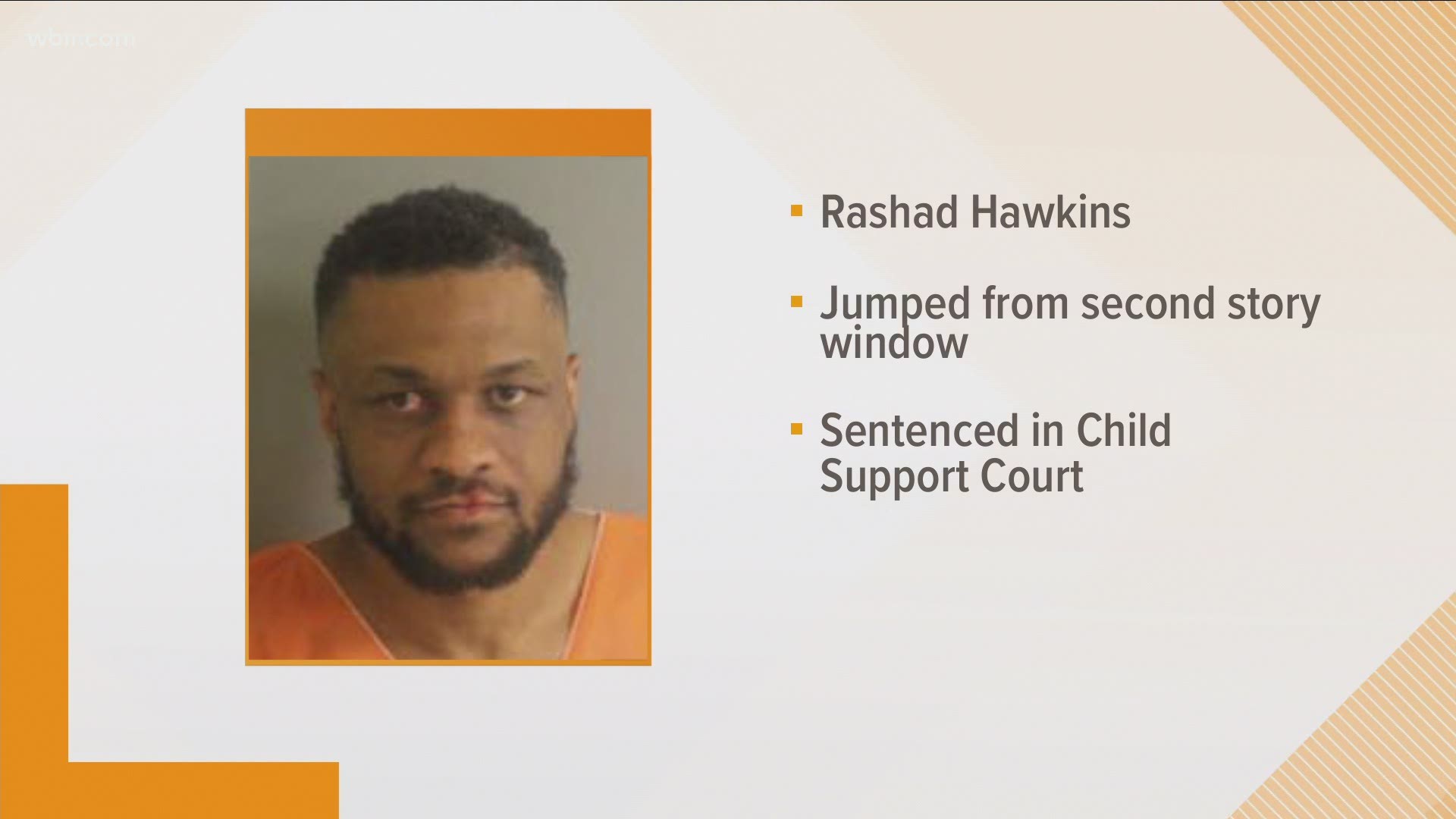 Deputies are searching for Rashad Hawkins after he escaped from court shortly after being sentenced to serve time for failing to pay child support.