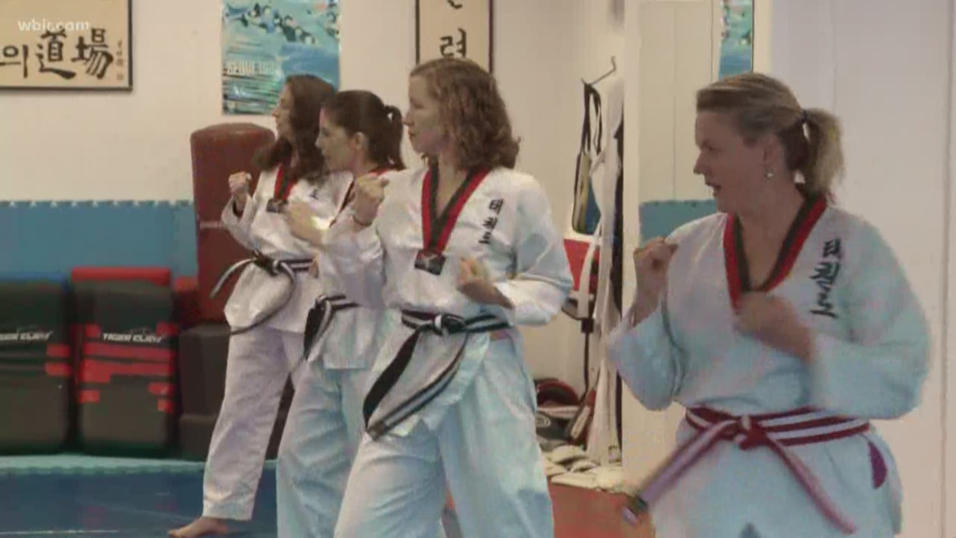 They are women. They are strong. And they are moms. Reporter Emily Stroud caught up with a group of moms who are taking martial arts and trying to karate chop with their kids. Oct. 10, 2017.