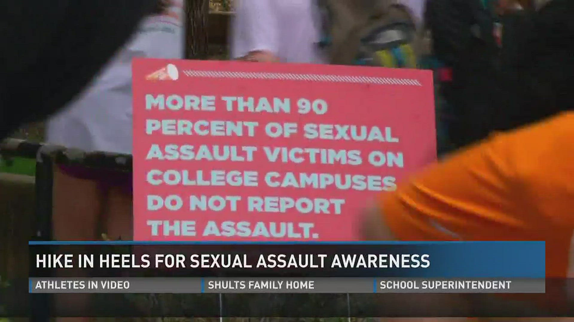 Dozens of UT students took part Friday in Hike the Hill in Heels, an event aimed at raising awareness of sexual assault. April 1, 2016