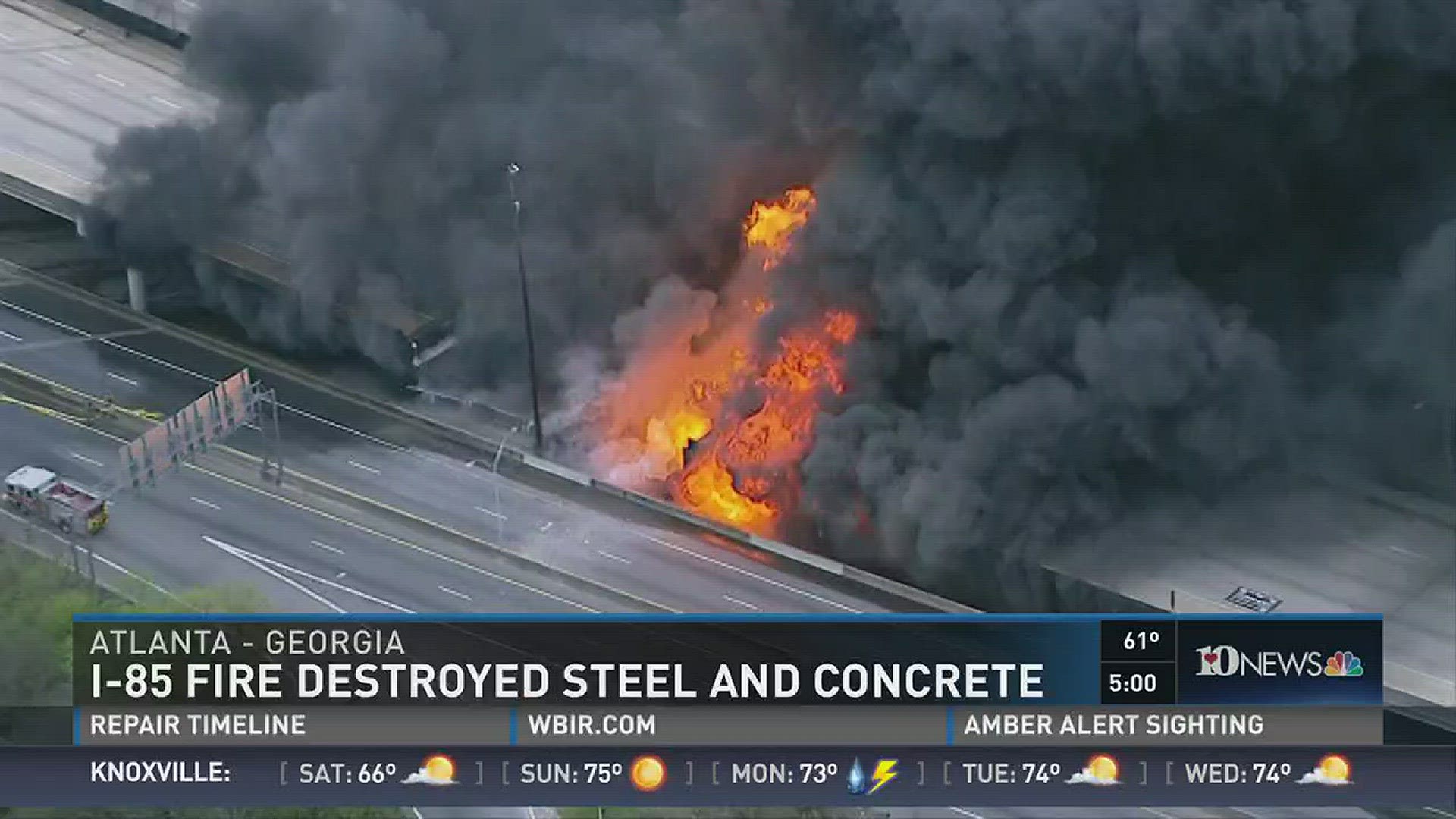 The huge fire that destroyed the Atlanta interstate burned long and hot enough to melt steel. It will be closed indefinitely.