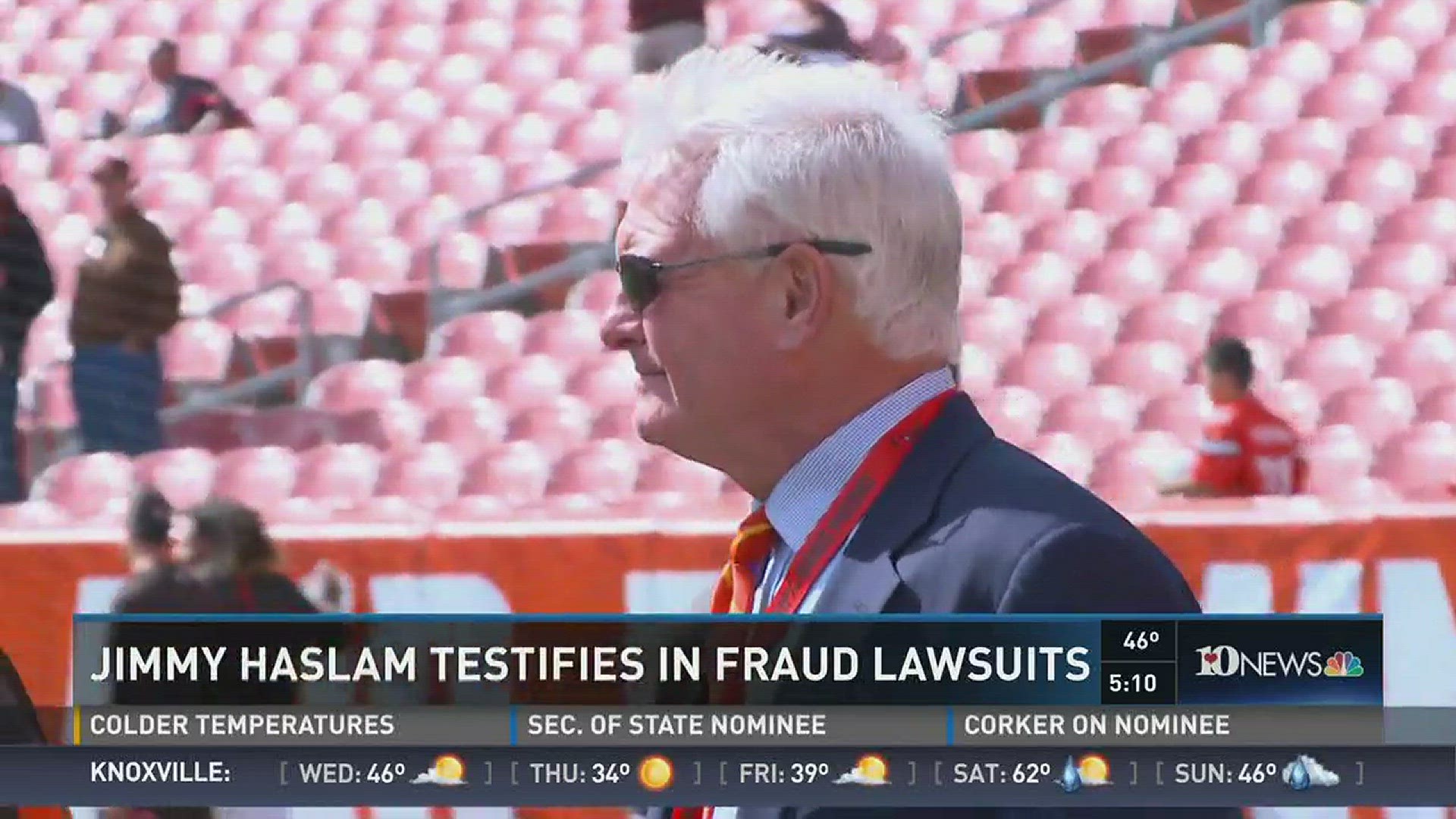 Pilot CEO Jimmy Haslam is giving a depostion in the fraud lawsuits