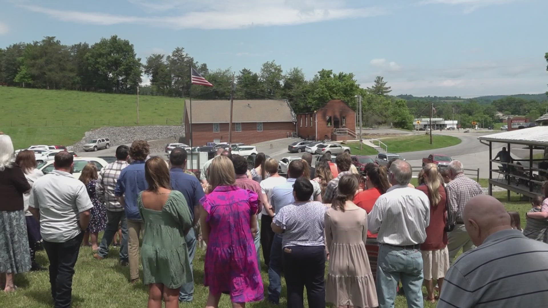 The congregation is still singing and worshiping, just in a different building across the street.