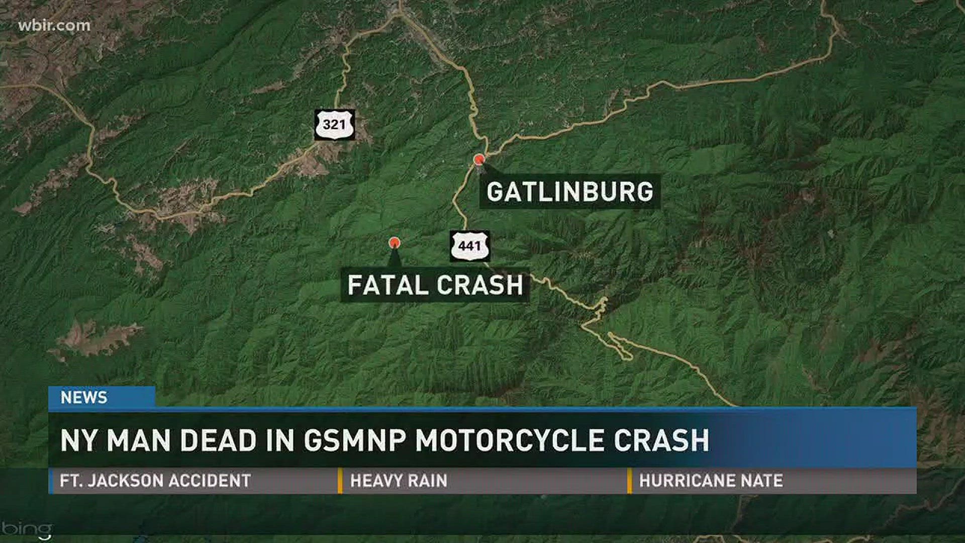 A New York man dies after motorcycle accident in Great Smoky Mountains.