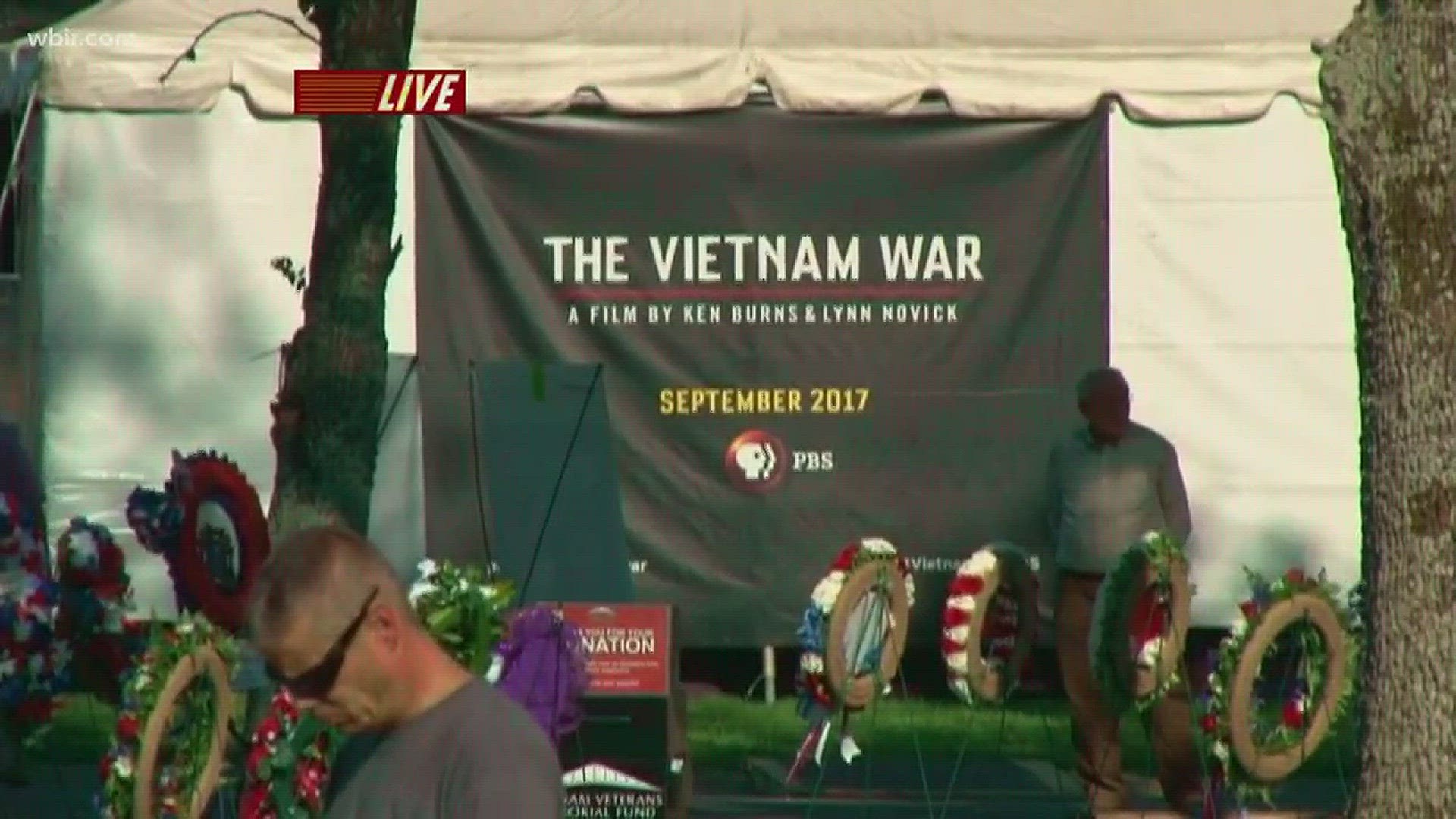John Becker is at the Lynnhurst Cemetery in Fountain City where the traveling exhibit of a half-scale replica of the Vietnam Veterans Memorial will remain through Oct. 8, 2017.Oct. 5, 2017-4pm