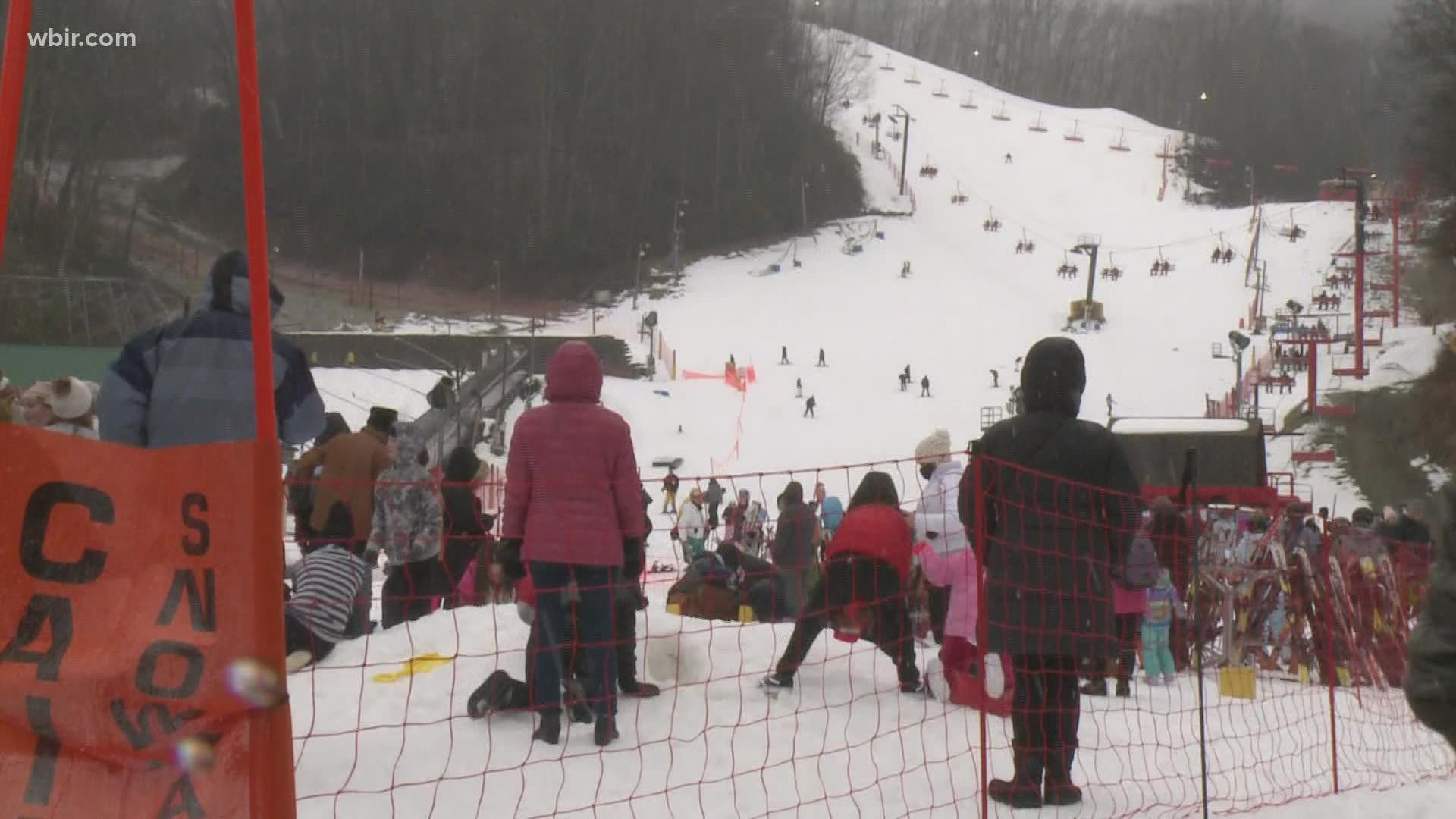 Visitors to Ober Gatlinburg got to enjoy the snow as they took to the slopes today