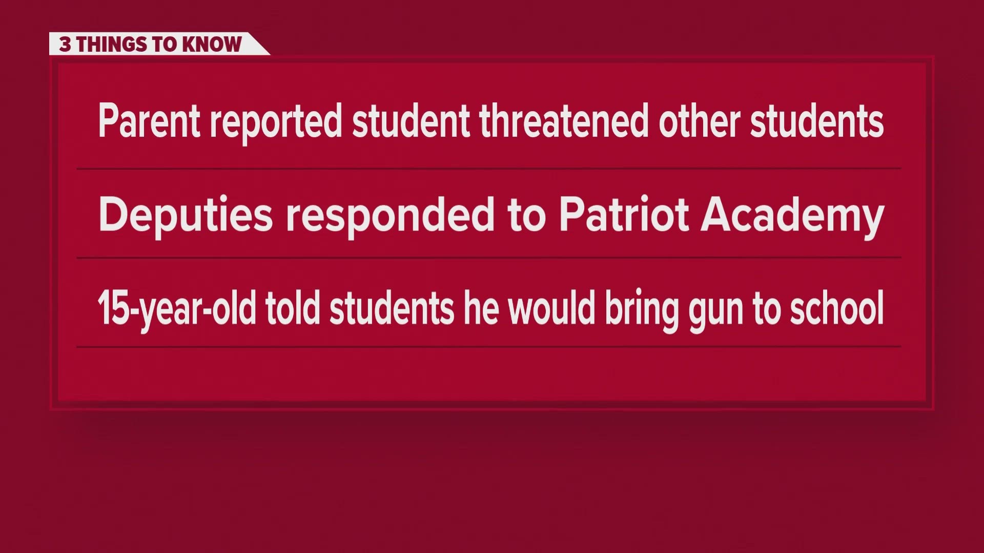 Jefferson County deputies responded to Patriot Academy and found no weapon on campus, according to officials.